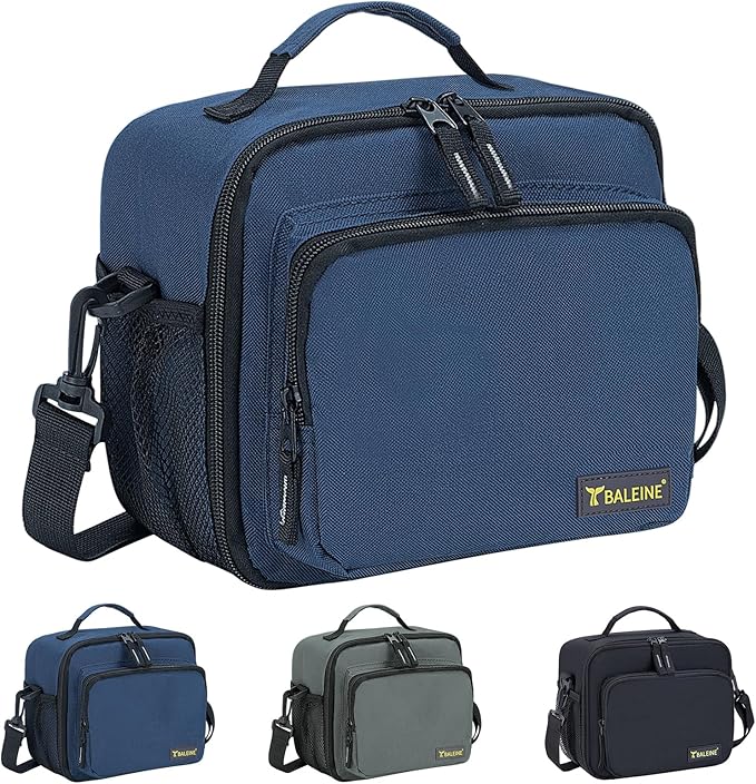 BALEINE Insulated Lunch Bag for Men Women, Leakproof Cooler Bag with Adjustable Shoulder Strap for Work Picnic, Lunch Box for Women Men (Small, Blue)