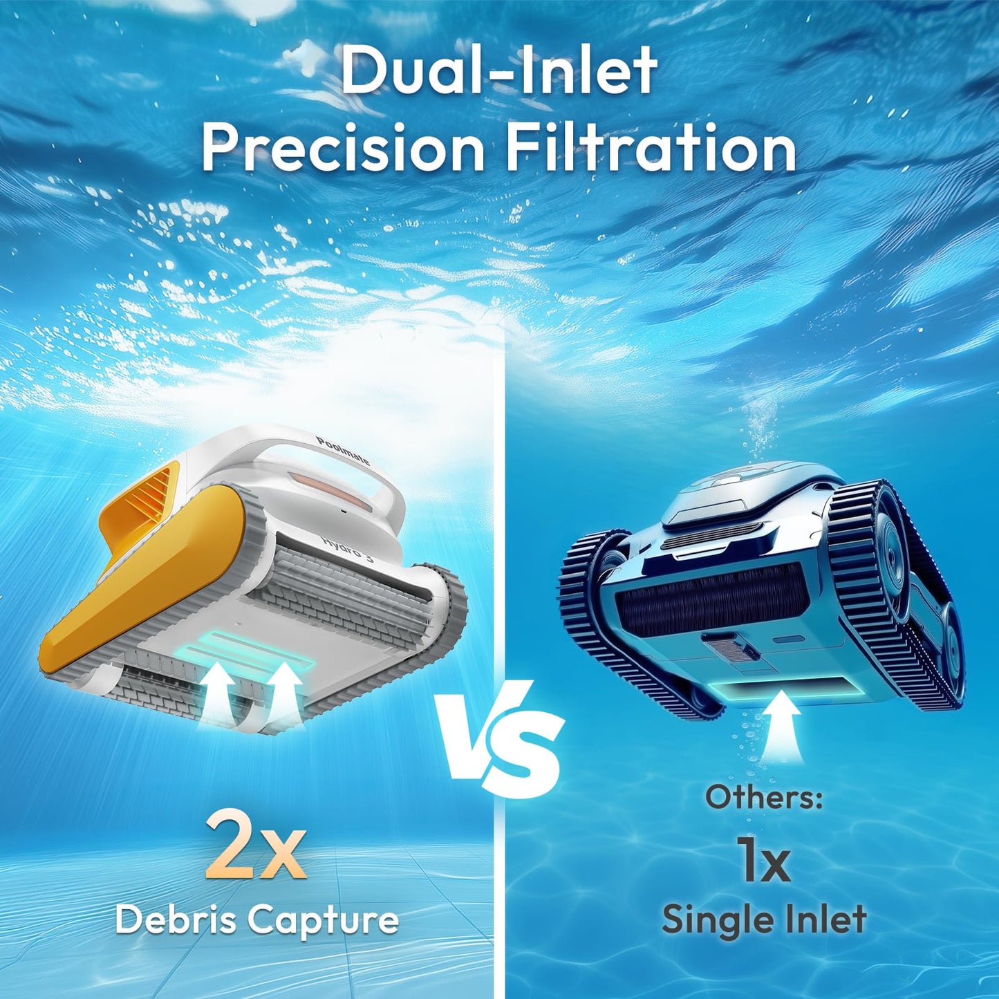 Cordless Robotic Pool Cleaner, Automatic Pool Vacuum for Inground and Above Ground Pools, Lasts 200 Mins, Floor/Wall/Waterline Cleaning, Dual Inlet, Waterline Technology, Self-Parking