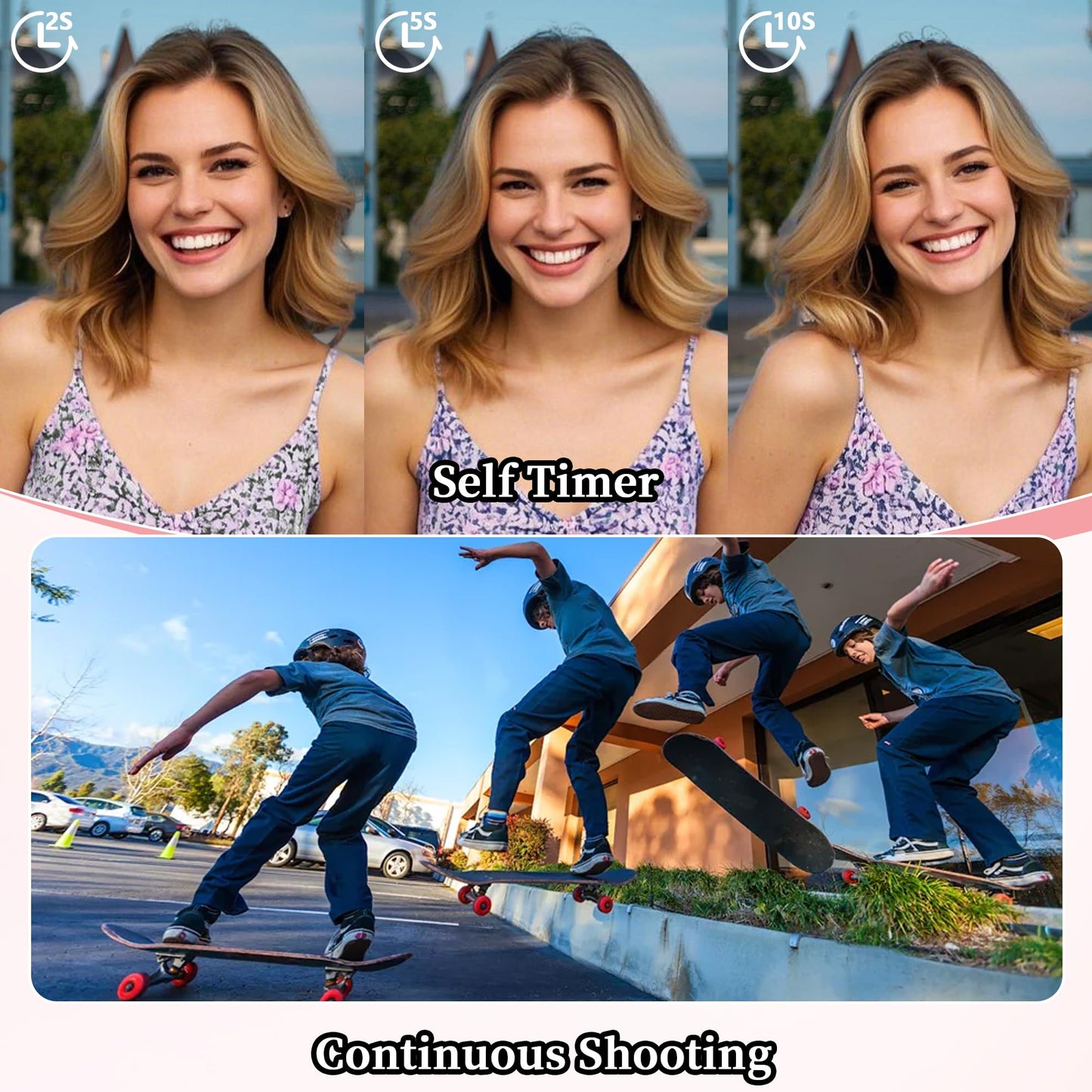 GWAEPU 4K Compact Digital Camera: 64MP Point and Shoot Cameras for Photography 18X Zoom Portable Small Vlogging Camera with 32GB TF Card 2 Batteries & Leather Case for Beginners Teens Students Pink