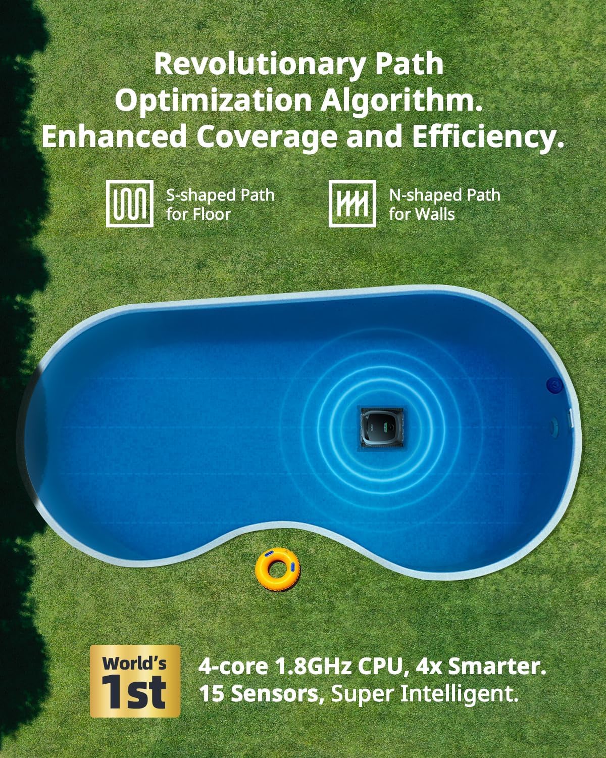 Beatbot AquaSense Cordless Robotic Pool Vacuum for Inground Pool - Cleans Floor, Walls, and Waterline, Intelligent Path Opimization - Suitable for above & In-Ground Pools up to 2,260 sq.ft, Light Gray