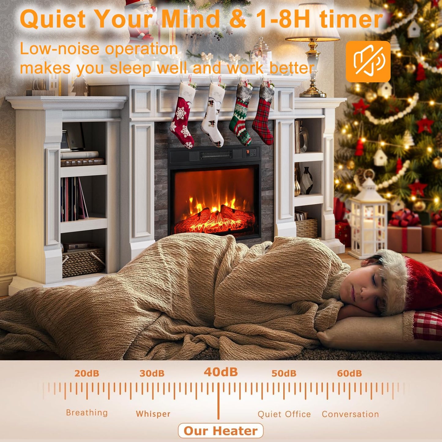 72" Electric Fireplace with Mantel, Fireplace TV Stand for TVs Up to 80 Inch, Modern Entertainment Center with Storage, Realistic Stacked Stone Surround with Remote Control for Living Room, Bedroom