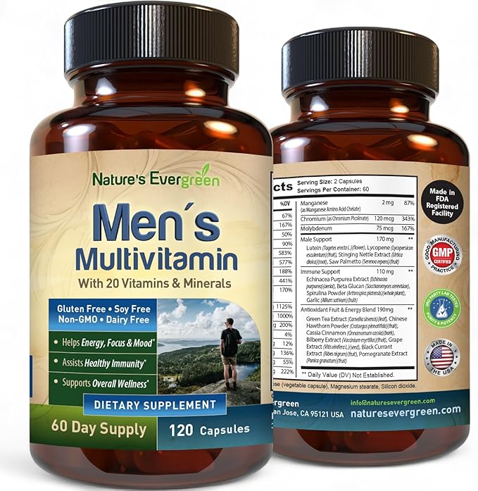 Best Multivitamin for Men | Completely Men's Multivitamins & Multiminerals with Over 20 Vitamins A, C, D, E, B12, Zinc & More Essential Vitamins for Men | Energy, Focus & Immune Health. 120 Capsules