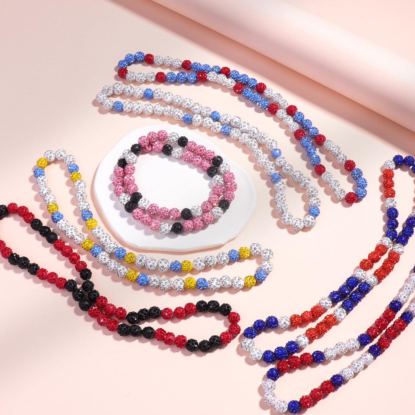 Bosiano Baseball Bead Necklace for Boys Sports Fans, Bling Baseball Drip Necklace Athlete Inspired Jewelry for Boys Gifts, Ice Collection Necklace Baseball with Rhinestone Clay Beads Baseball Necklace