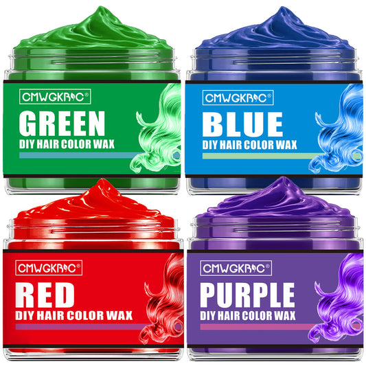 4 Colors Temporary Hair Color for Kids,Easter Basket Stuffers Teens Gifts,Girls,Boys,Gifts Kids,Temporary Hair Dye,Hair Color Spray Green Red Blue Purple Hair Dye Hair Wax Color,Instant Hair Color Wax