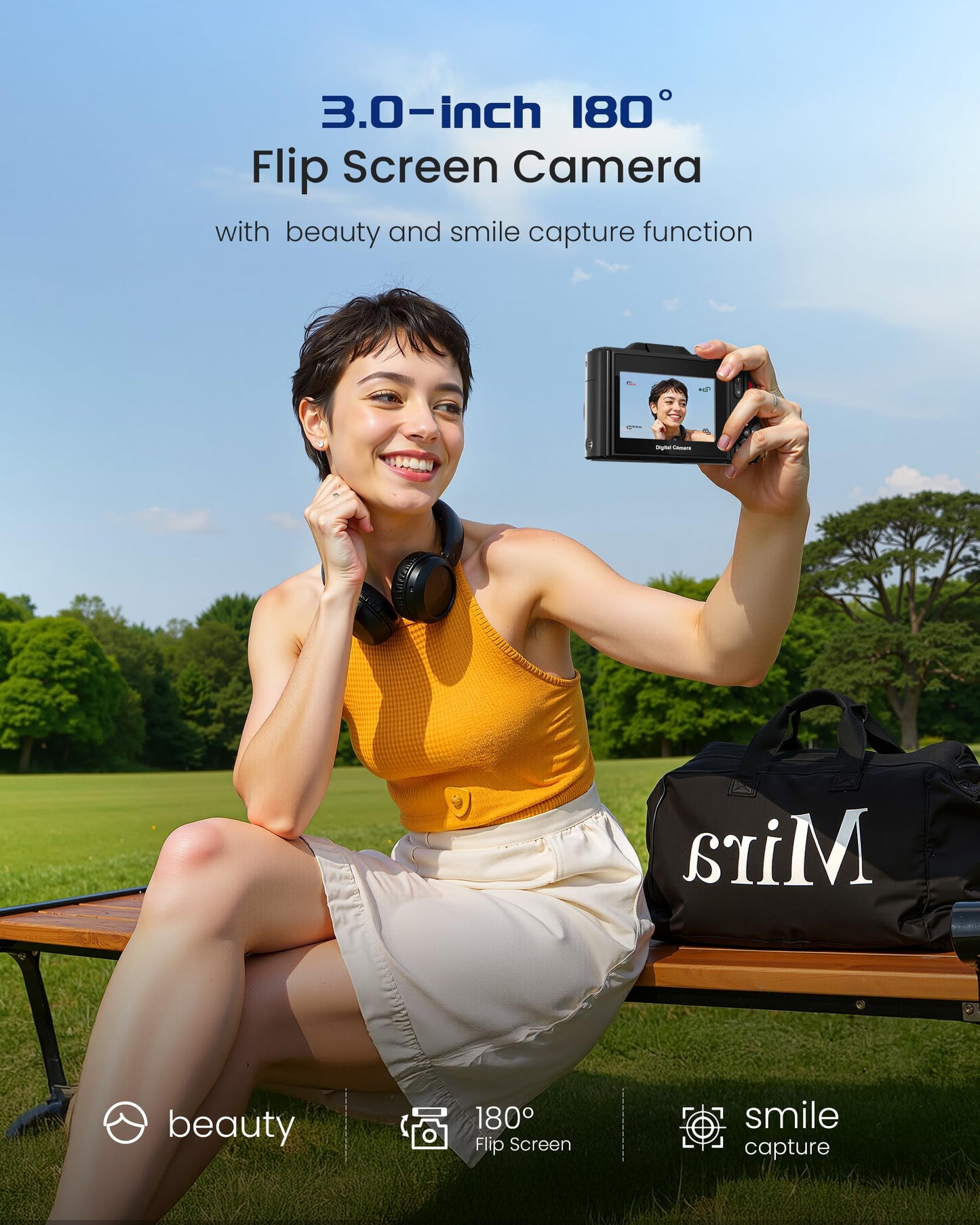 5K Digital Camera for Photography - 75MP Autofocus Vlogging Camera for YouTube with 64GB SD Card, WiFi, 18X Zoom 3" 180° Flip Screen Compact Travel Camera with 2 Batteries for Teens and Beginner