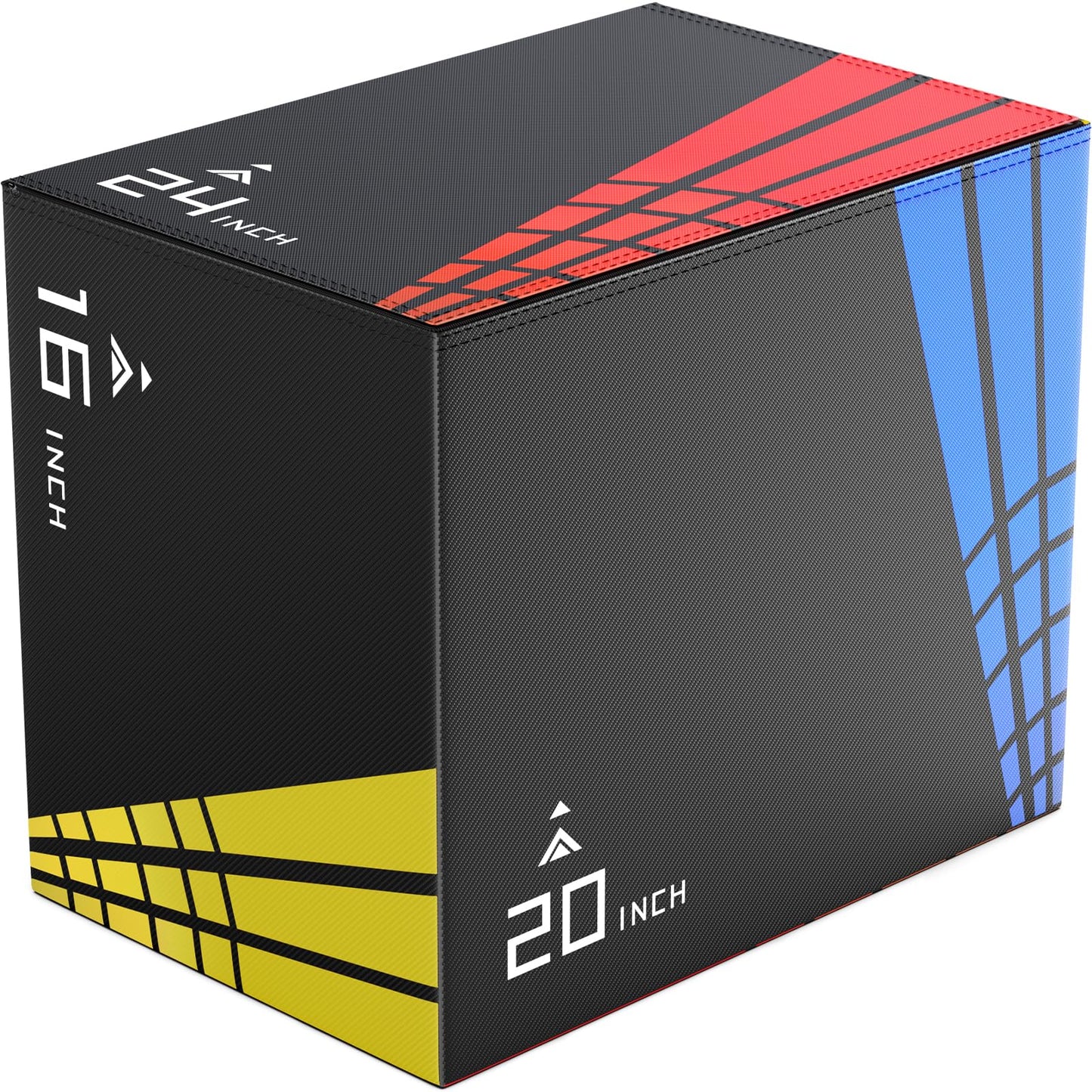 3-In-1 Foam Plyometric Jump Box,Stable Plyo Box Covered with 3MM Anti-Slip Particles,24”x20”x16”Stable Box Jumps for Home Gym Fitness Workout Training,440lb Weight Capacity