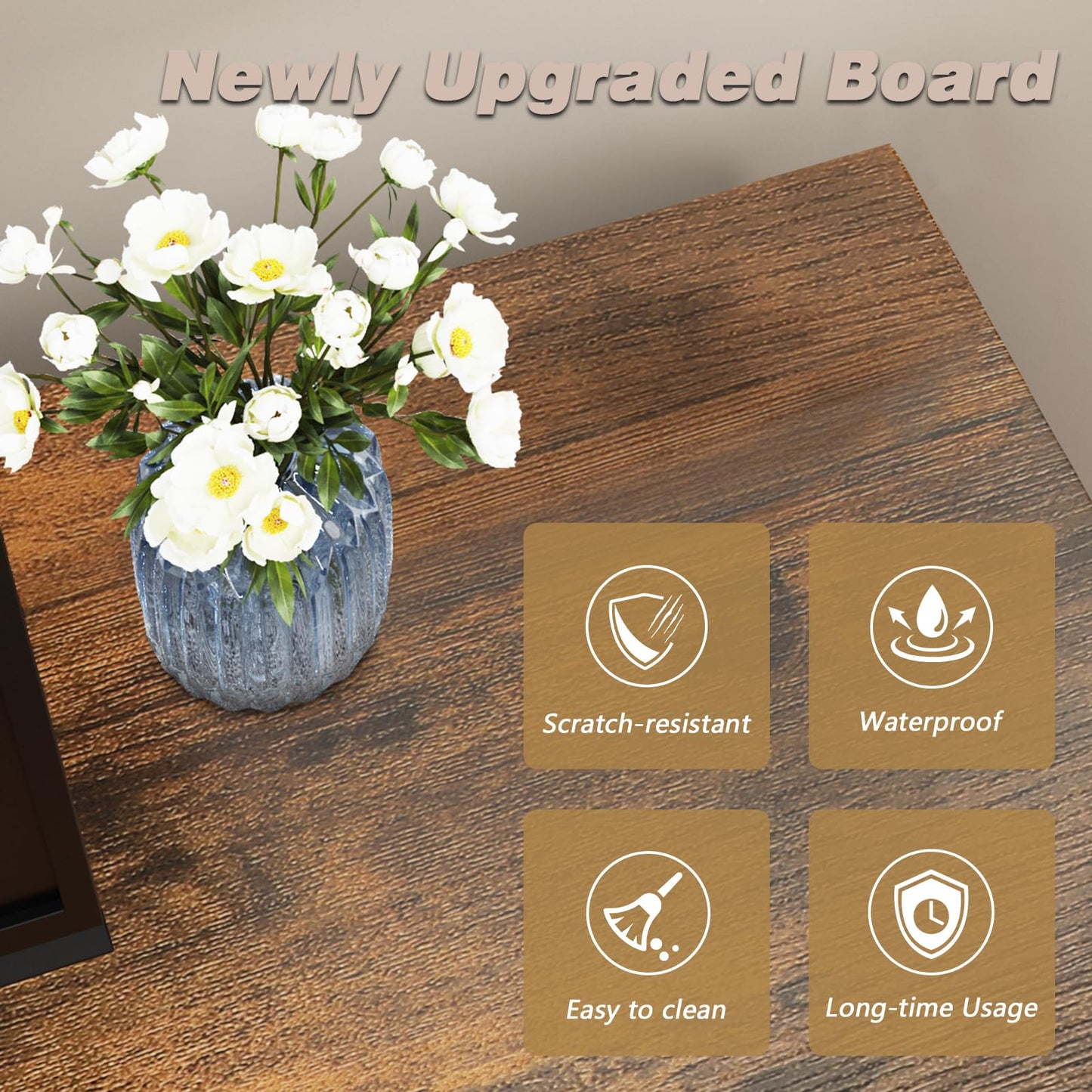 LEMBERI 58 Inches Fireplace TV Stand for TVs up to 65 Inches Console with 18'' Electric Fireplace & Remote, Wooden Modern Entertainment Center for Living Room with LED Light Glass Shelves (Brown)