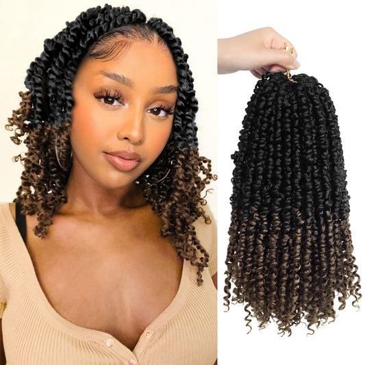 Bileaf 10 Inch Crochet Passion Twist Hair Pre Looped 8 Packs Short Twist Crochet Hair, Pre Twisted Passion Twist Crochet Hair Fo