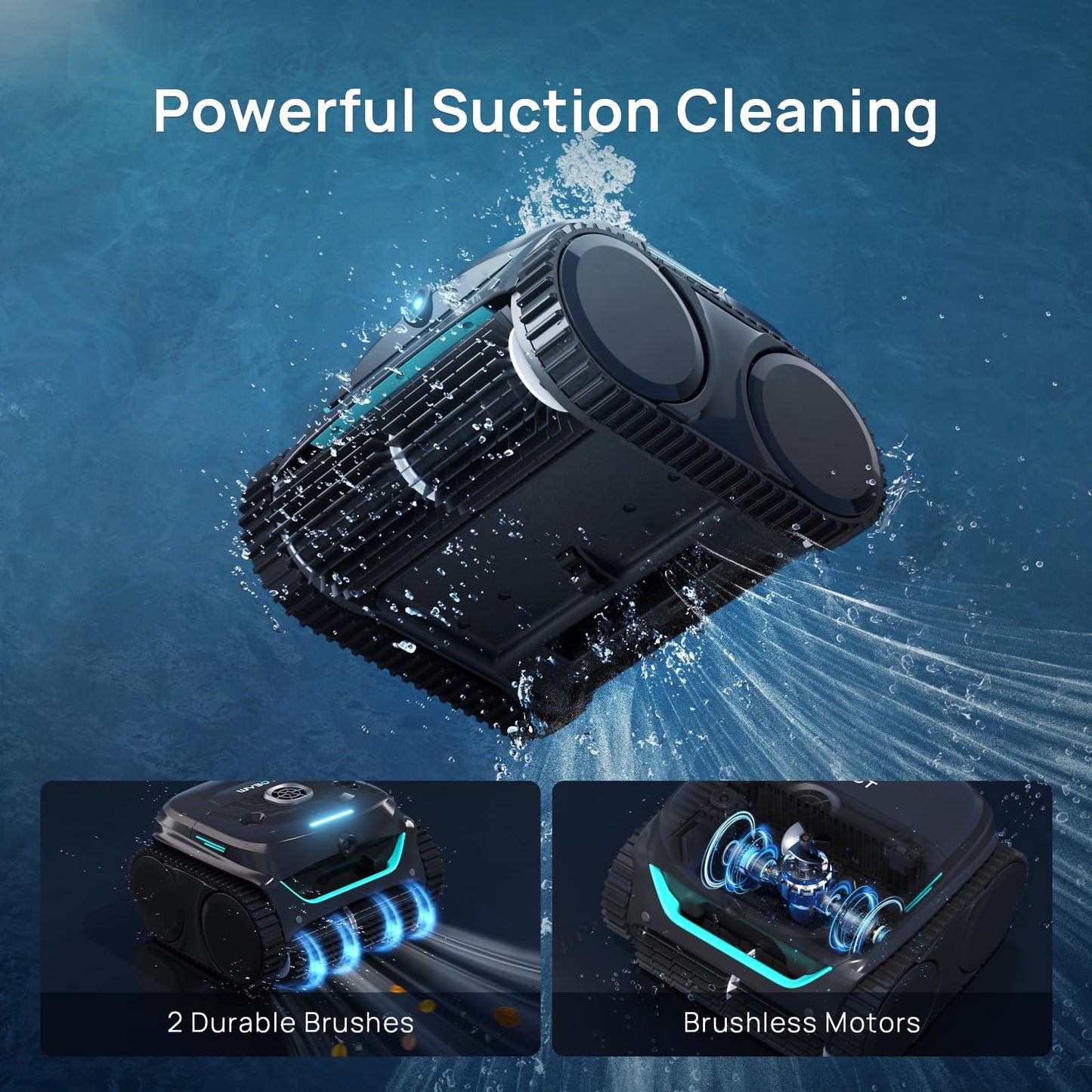 2025 Pro WYBOT C2V AI Camera Cordless Pool Vacuum Robot for Inground&Above Pools, 8 Mode Robotic Pool Cleaner, Utra-fine Filtration, Powerful Suction, Wall Climbing, Waterline Cleaning, Black