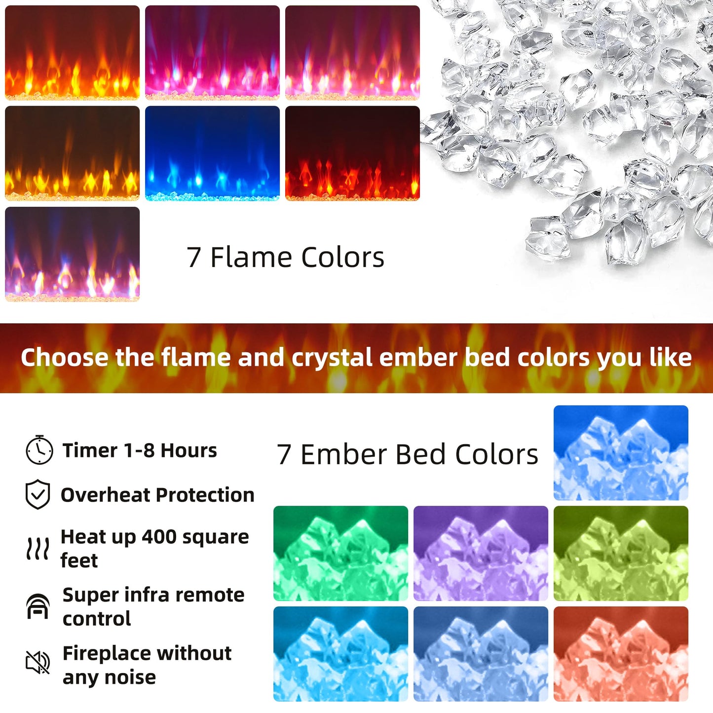 OKD Fireplace TV Stand for 80 Inch TV, Farmhouse Entertainment Center with 42" Fireplace & LED Lights, Modern Media Console Table with Storage Drawers & Cabinets for Living Room, Reclaimed Barnwood