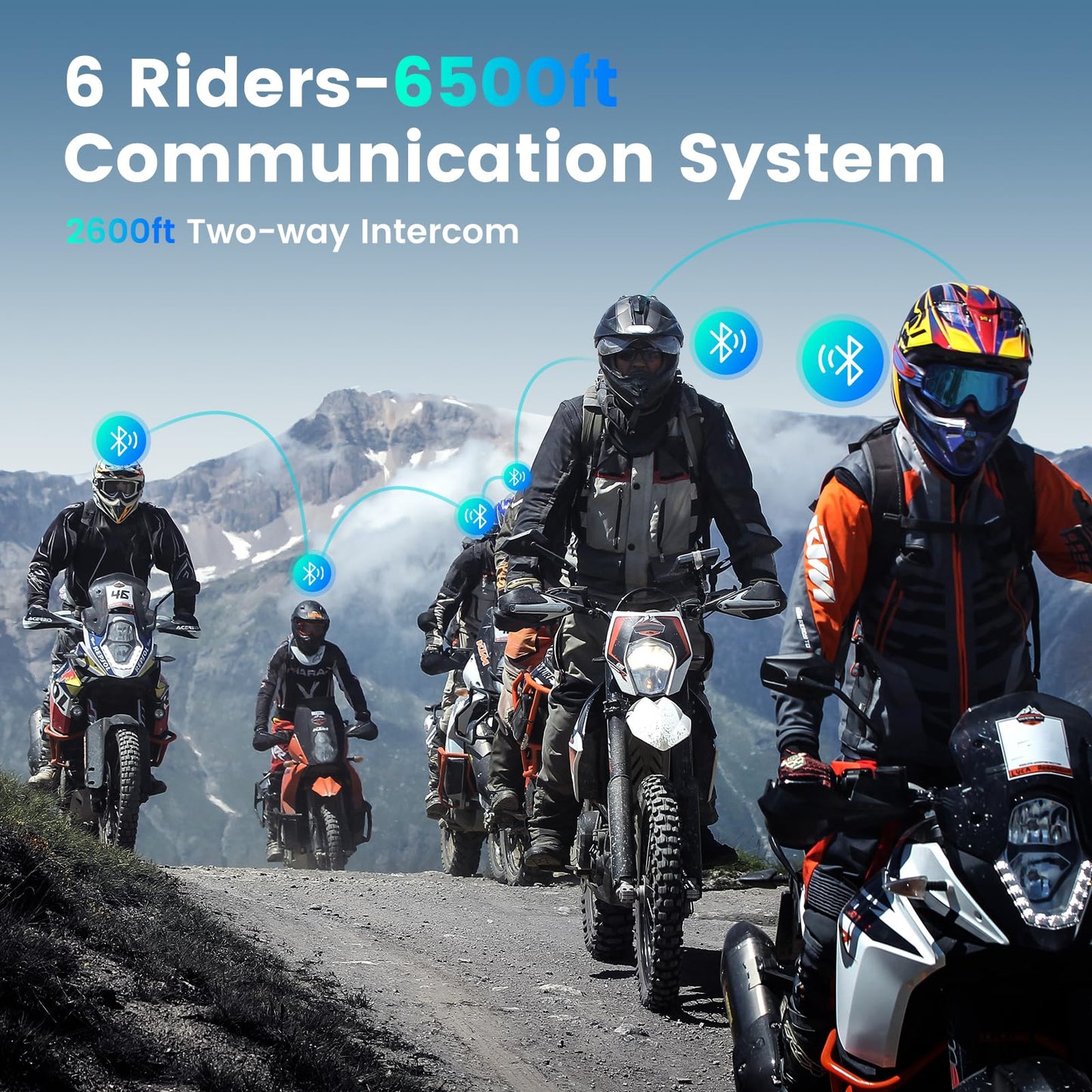 gearelec Motorcycle Helmet Bluetooth Headset V5.2BT【HiFi Stereo Sound】【Screen and RGB Lights】 80Mph Clear Calls Helmet Communication Systems 2000M 6 Riders Intercomunicador para Casco De Moto 2 Pack