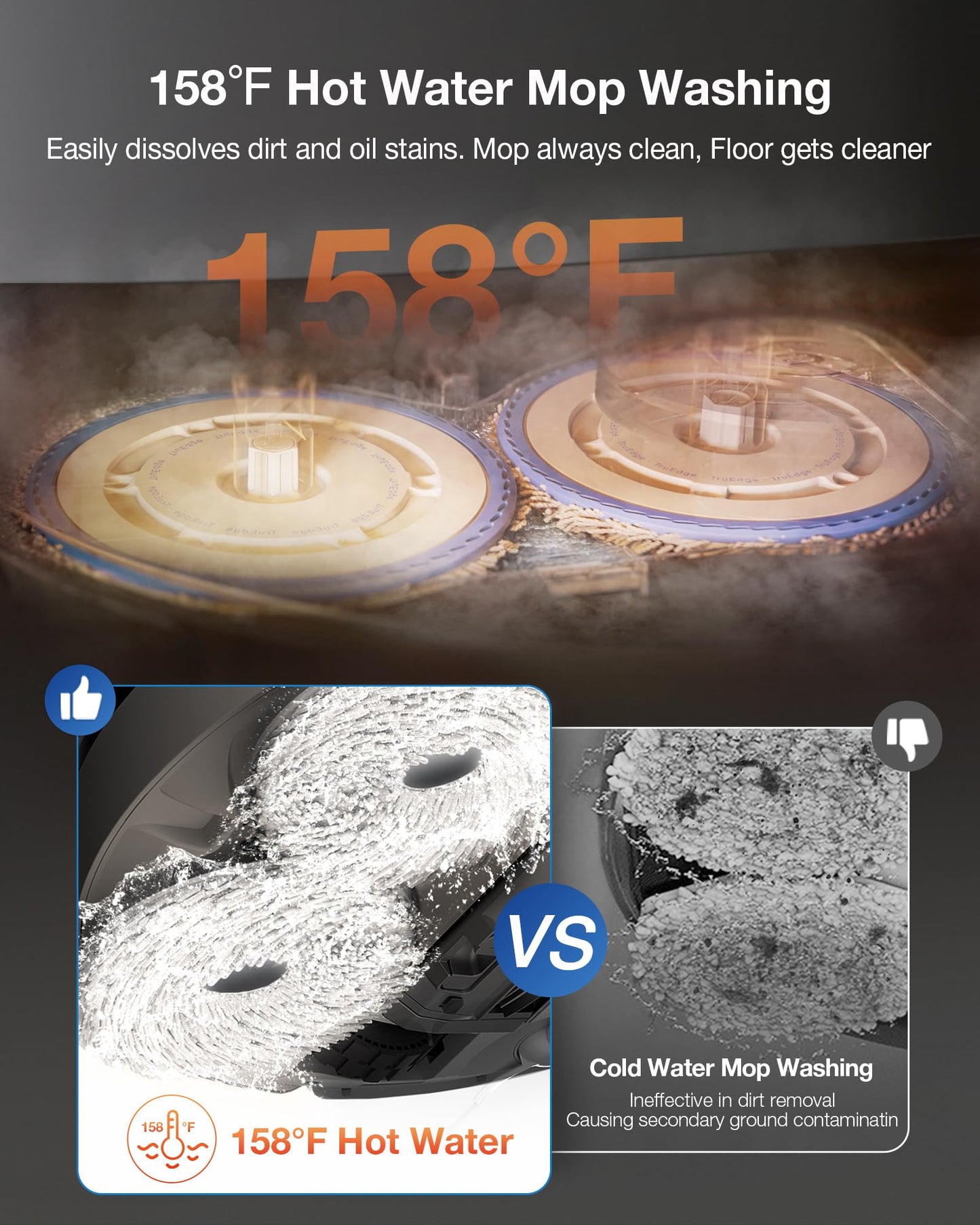 ECOVACS DEEBOT T30S Combo Robot Vacuum and Mop, All-in-One Cleaning Hub, 11000Pa, ZeroTangle Technology, TruEdge Adaptive Edge Mopping, Dual Self-Emptying, Hot Water Washing, Auto-Mop Lifting