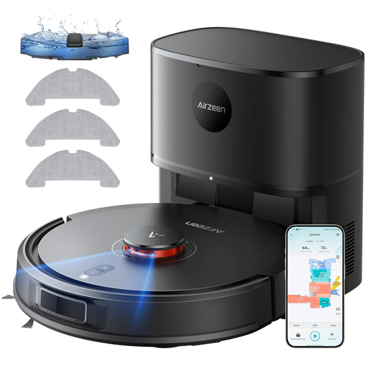 Robot Vacuum and Mop, Self-Emptying Robot Vacuum Cleaner with 5000Pa Suction, Laser Navigator with Smart Mapping Robotic Vacuums, 150Mins Runtime,Schedule,App Alexa Control for Carpet/Pet Hair,Q10 pro