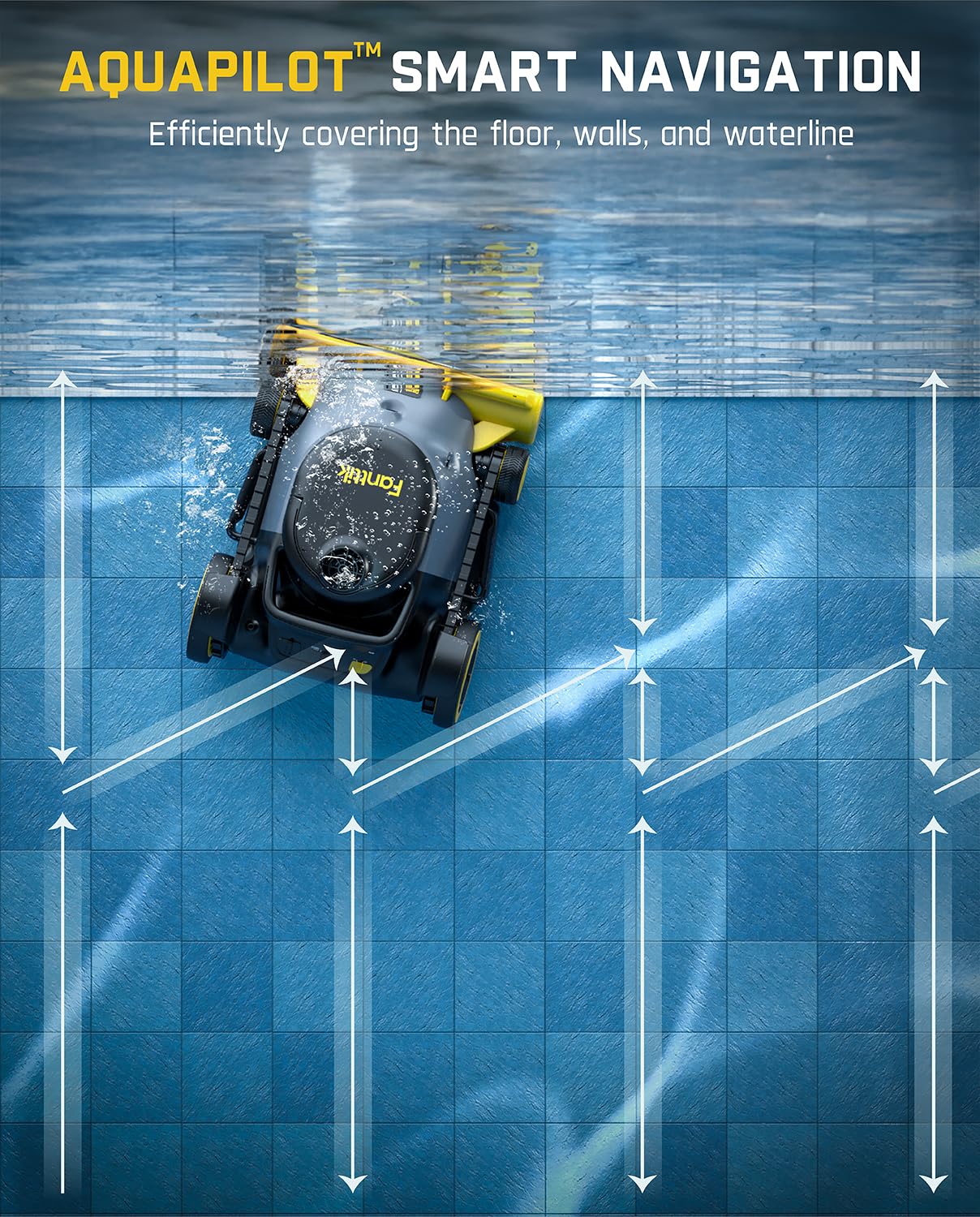 Fanttik Aero X Horizontal Waterline Cleaning, 4X Efficiency, 6H Working Time Cordless Robotic Pool Vacuum Cleaner, Clean Waterline, Wall, Floor, up to 5382 sq.ft, APP & Remote Control