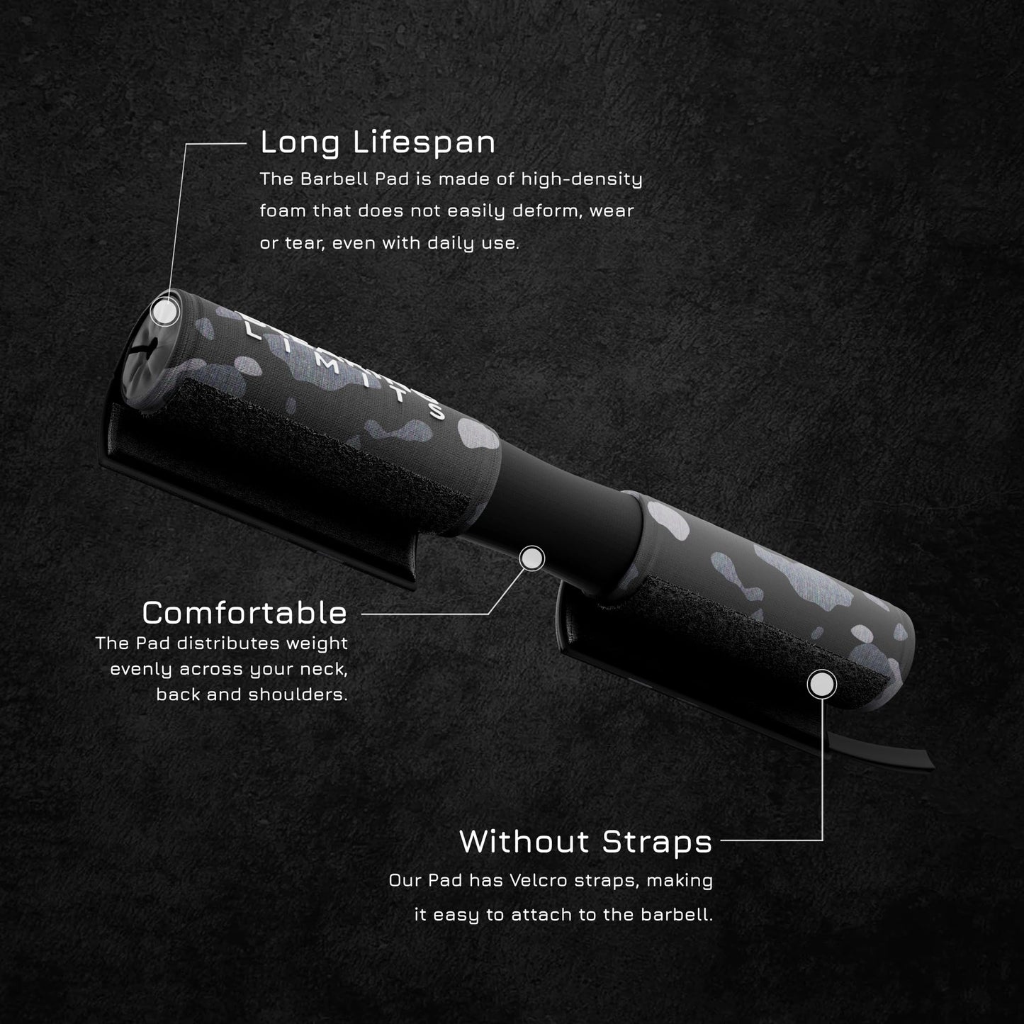 BREAKING LIMITS Barbell Pad for Hip Thrust - Squat Bar Pad for Neck - Bar Cushion Weightlifting Hip Thrusts - Almohadilla para Barra Gym - Smith Machine Pad – Bar Cover for Hip Thrust (Camo)