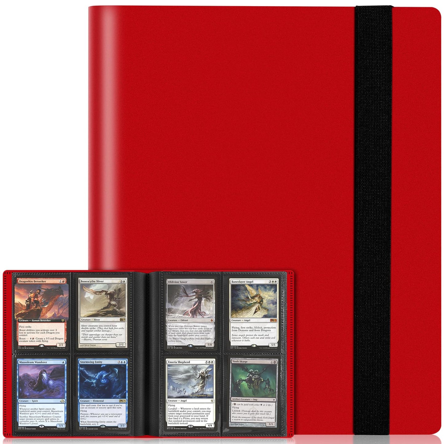 4 Pocket Card Binder for 160 Sleeves, Card Folder Ablum for Trading Cards Collection for Sports Cards, Baseball Cards, Game Cards, Mini TCG Binder Fit for MTG, Gift for Card Collector (Red)