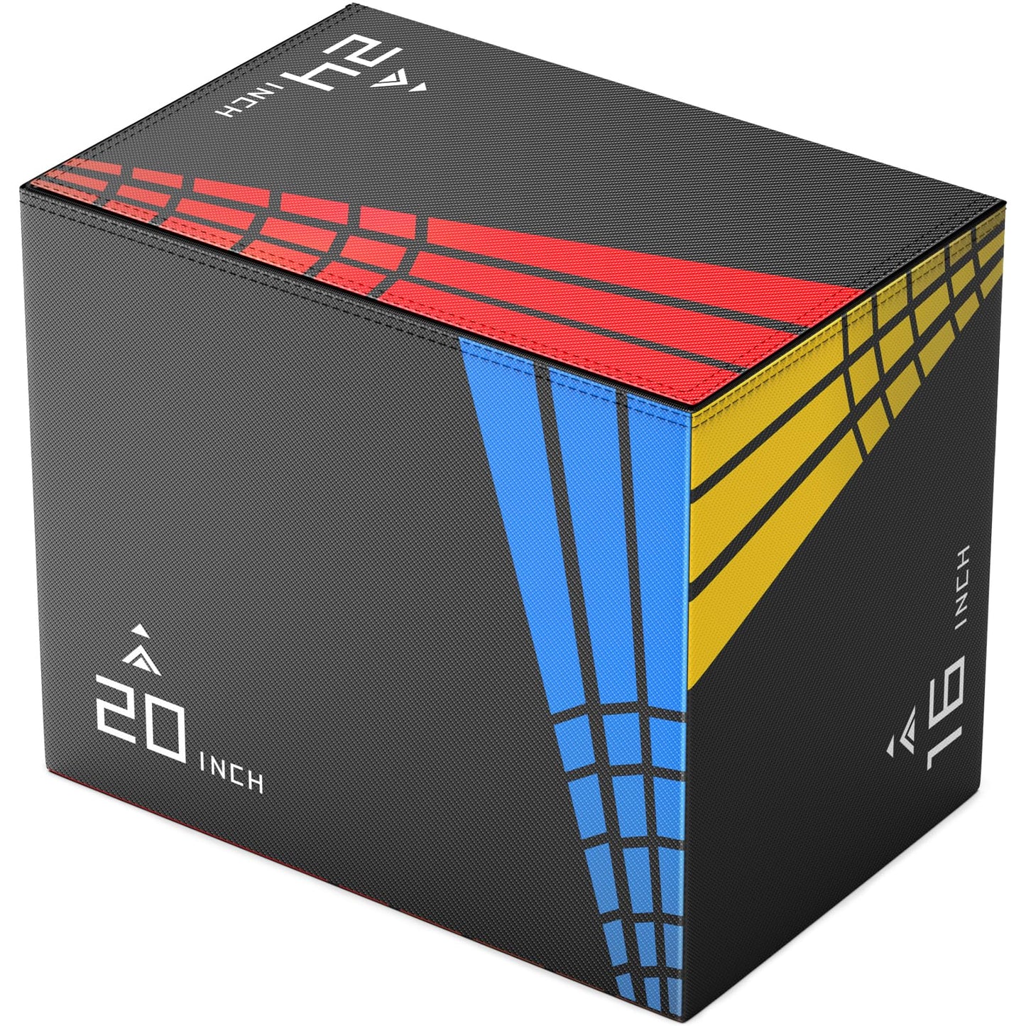 3-In-1 Foam Plyometric Jump Box,Stable Plyo Box Covered with 3MM Anti-Slip Particles,24”x20”x16”Stable Box Jumps for Home Gym Fitness Workout Training,440lb Weight Capacity