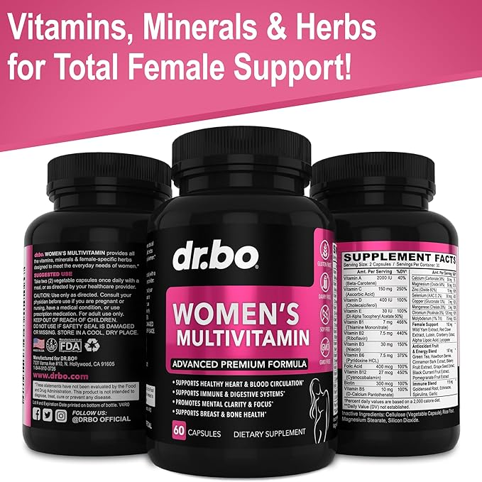 Womens Multivitamin - Natural Daily Multi Vitamins for Women - Womans Energy Vitamin Supplements Magnesium Plus Zinc - Woman Multipurpose Minerals Health Supplement Capsules - Iron & Soy Free Pills