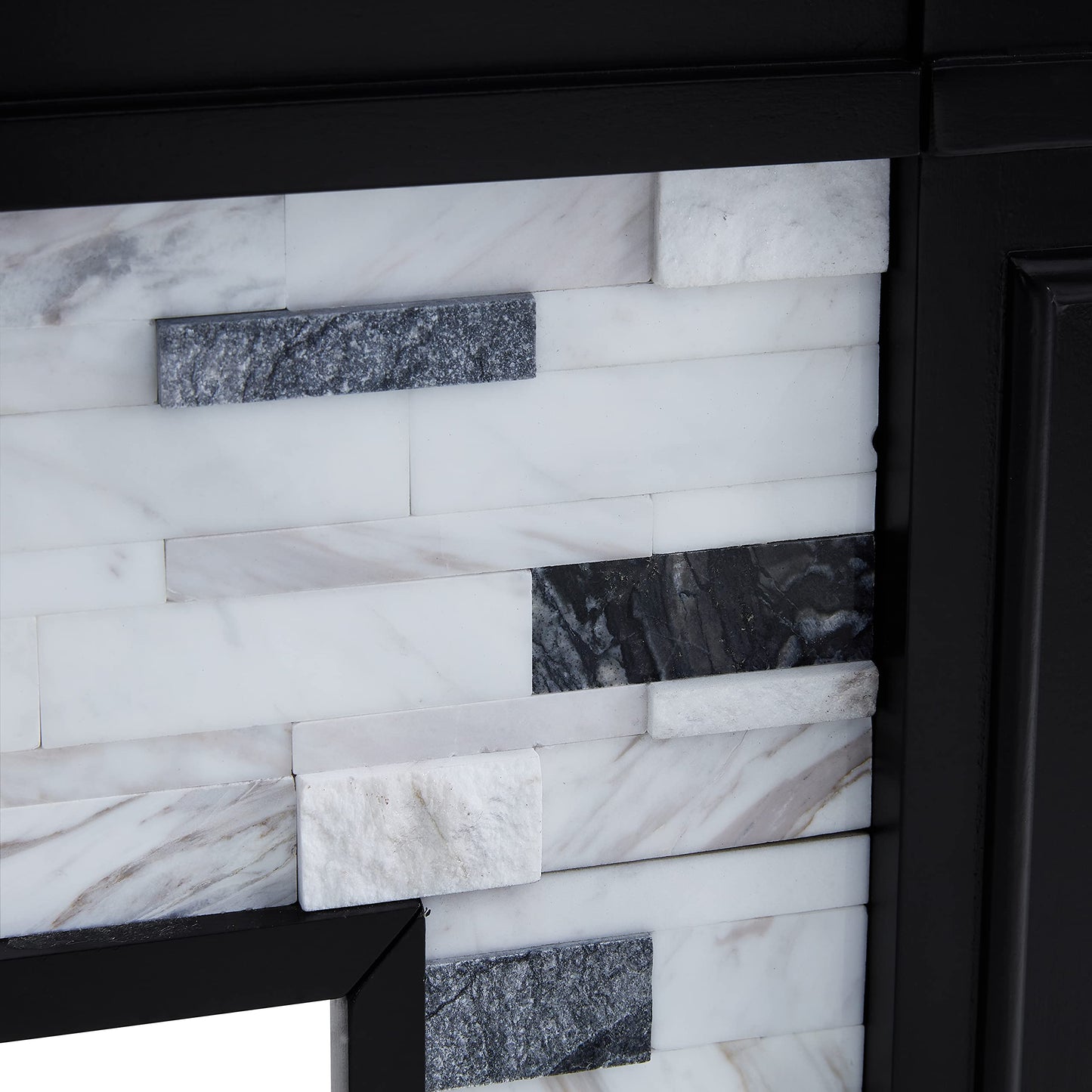 SEI Furniture Drovling Marble Electric Fireplace, Black