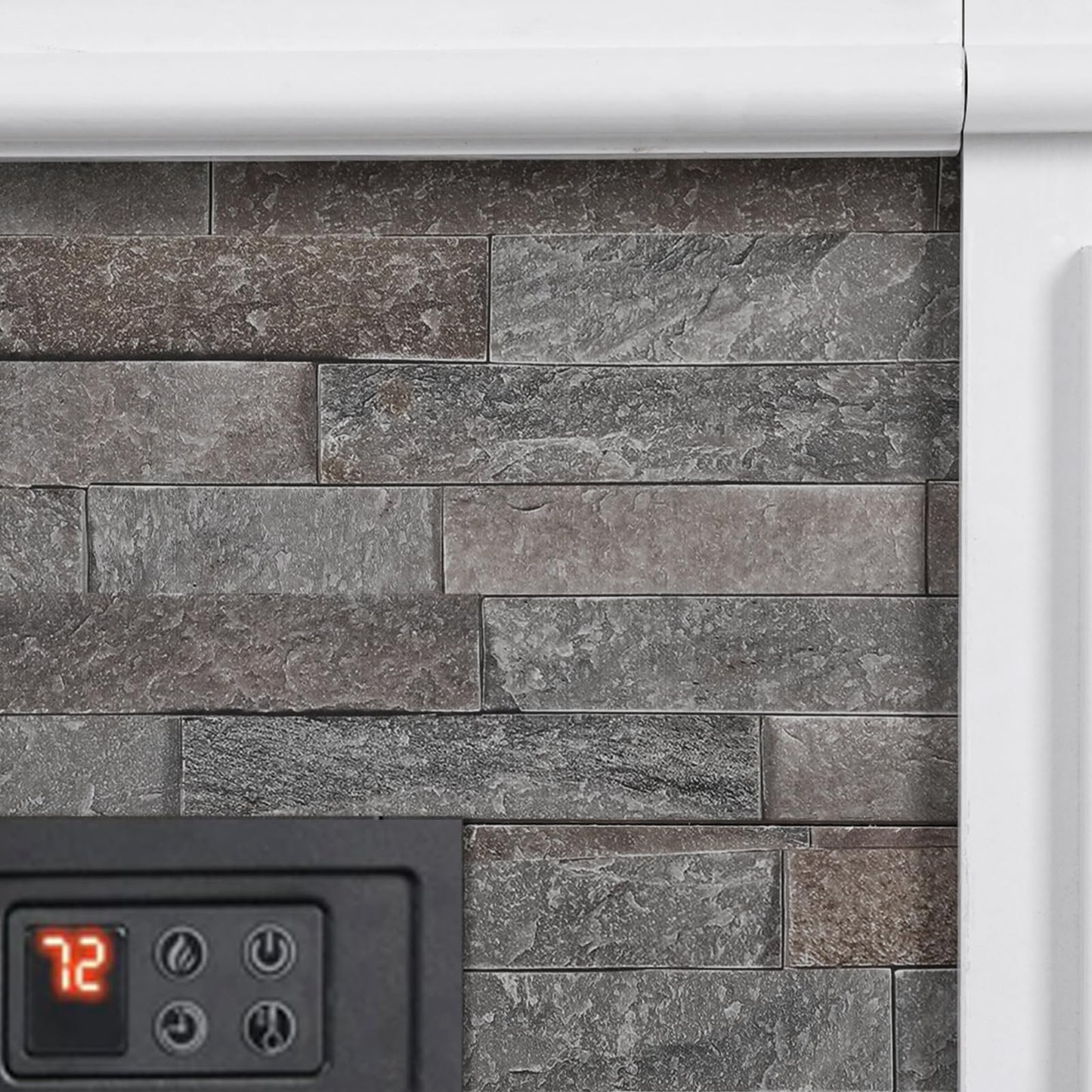 LGHM 44" Electric Fireplace with Mantel, Tall Fireplace Heater Freestanding, Realistic Stacked Stone Surround with Remote Control Timer LED Flame for Living Room,Bedroom…