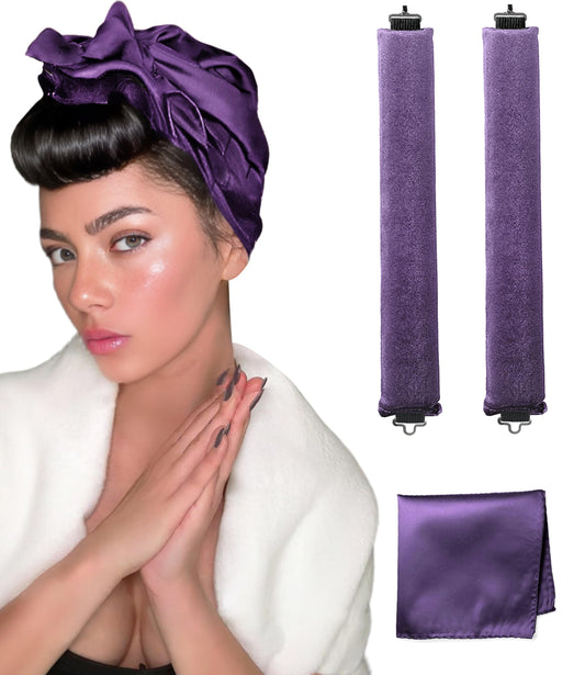 YOSHUYUKI Classic Heatless Curls Overnight Rods No Heat Hair Curlers to Sleep Jumbo Foam Large Hair Rollers for Long Short Hair Heatless Curling Rod Set Styling Tools with Satin Scarf Violet