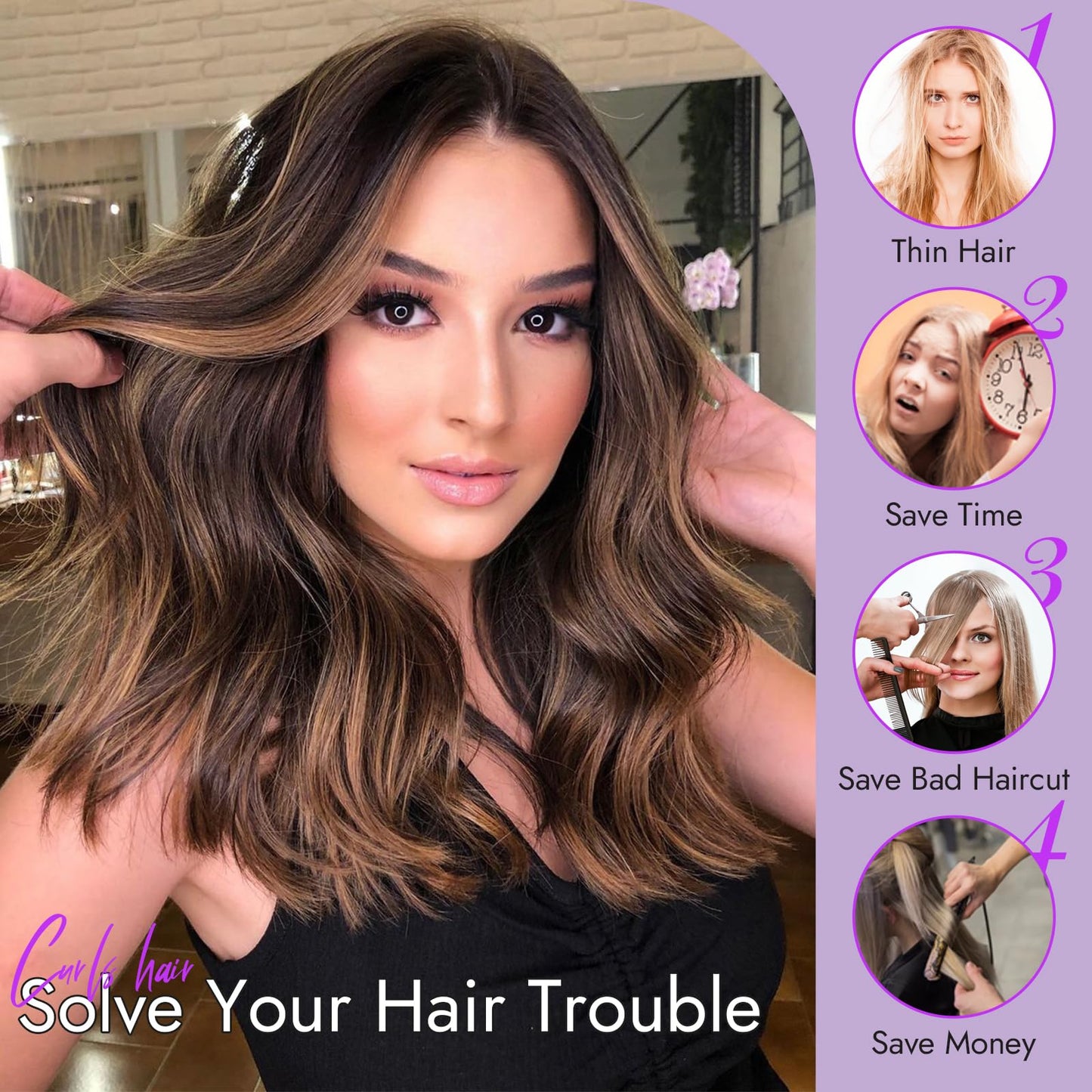 Eawwii Dark Brown Mixed Chestnut Short Wavy Wig for Women Lace Hairline Bob Style Synthetic Heat Resistant - Natural Appearance for Everyday Hairstyle 14 Inch