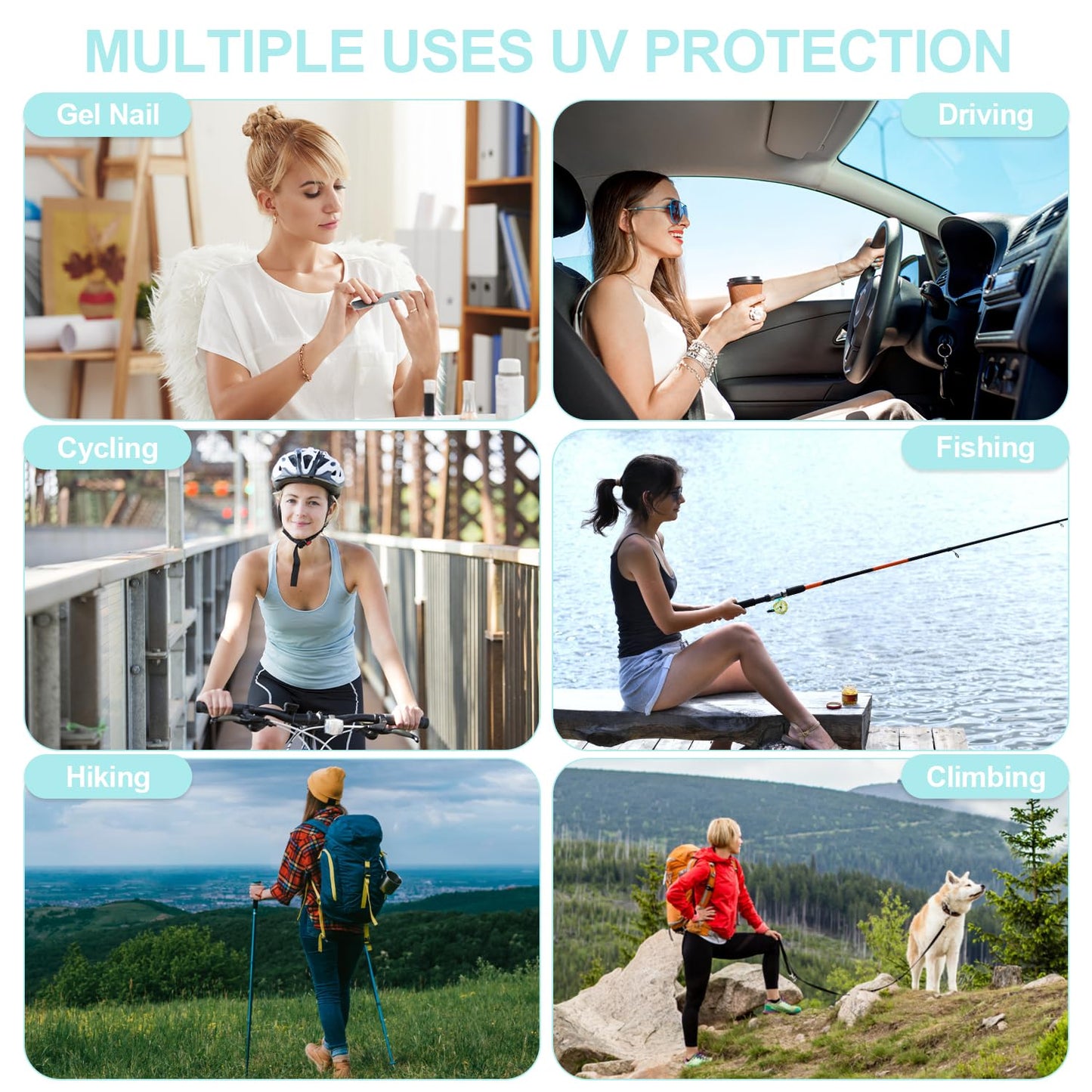 chemotex UV Nail Gloves, Professional UPF50+ Protection UV Gloves for Gel Manicures (Blue)