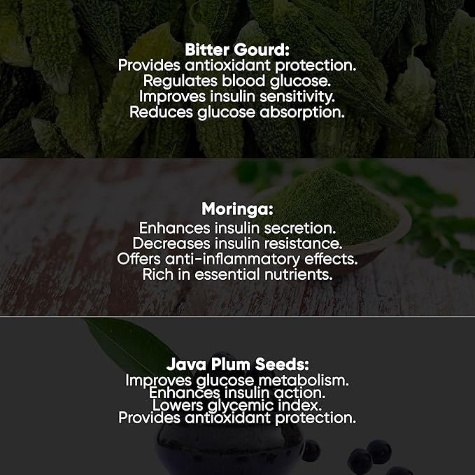 Bitter Gourd Moringa and Java Plum Seed Capsules | 500mg |All Natural Detoxification | 60 Capsules