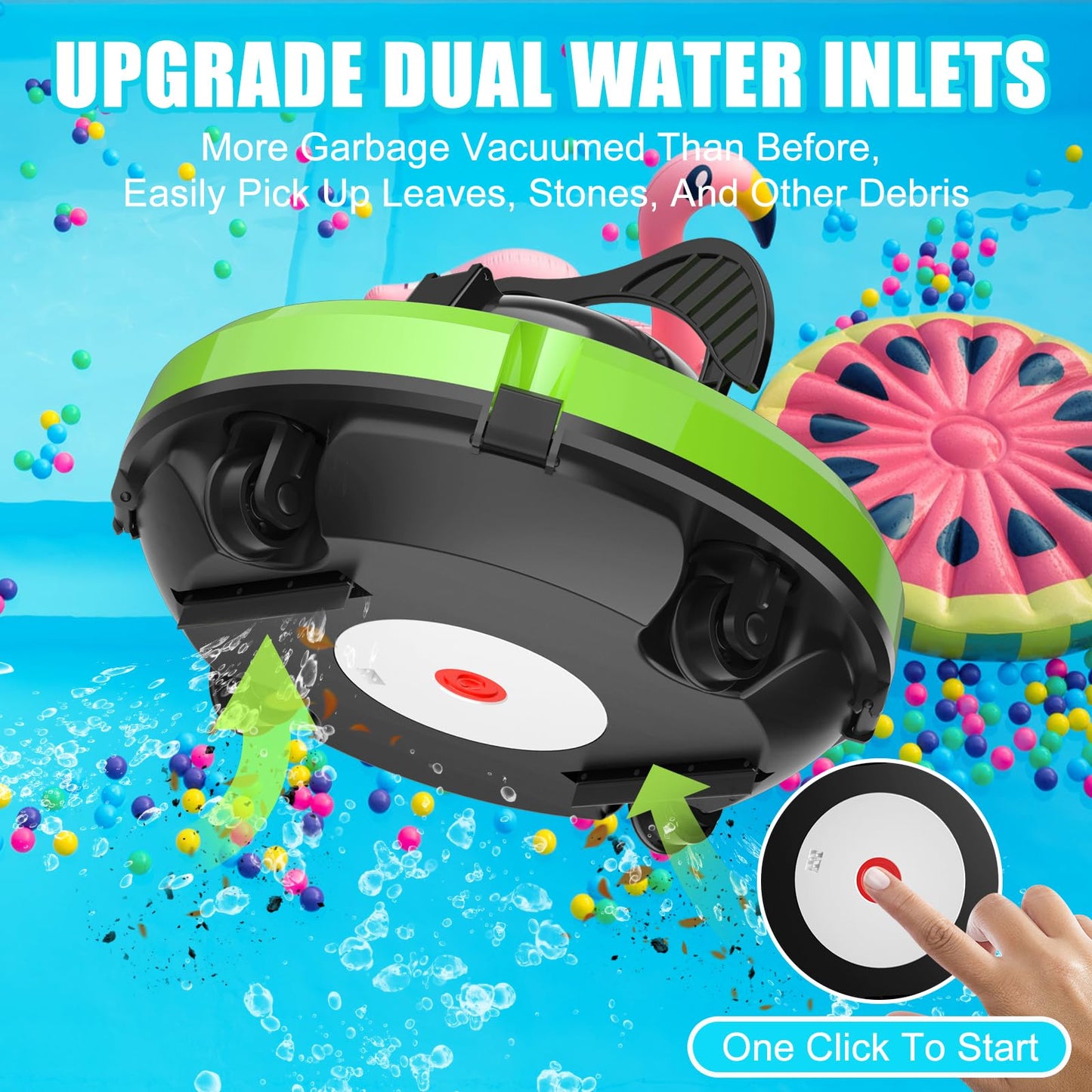 Pool Vacuum for Above Ground Pool Robot, Cordless Robotic Pool Cleaner for In - Ground Flat Pools up to 1000 Sq.Ft, Automatic Robot Pool Cleaner with Self - Parking Tech 120 Mins