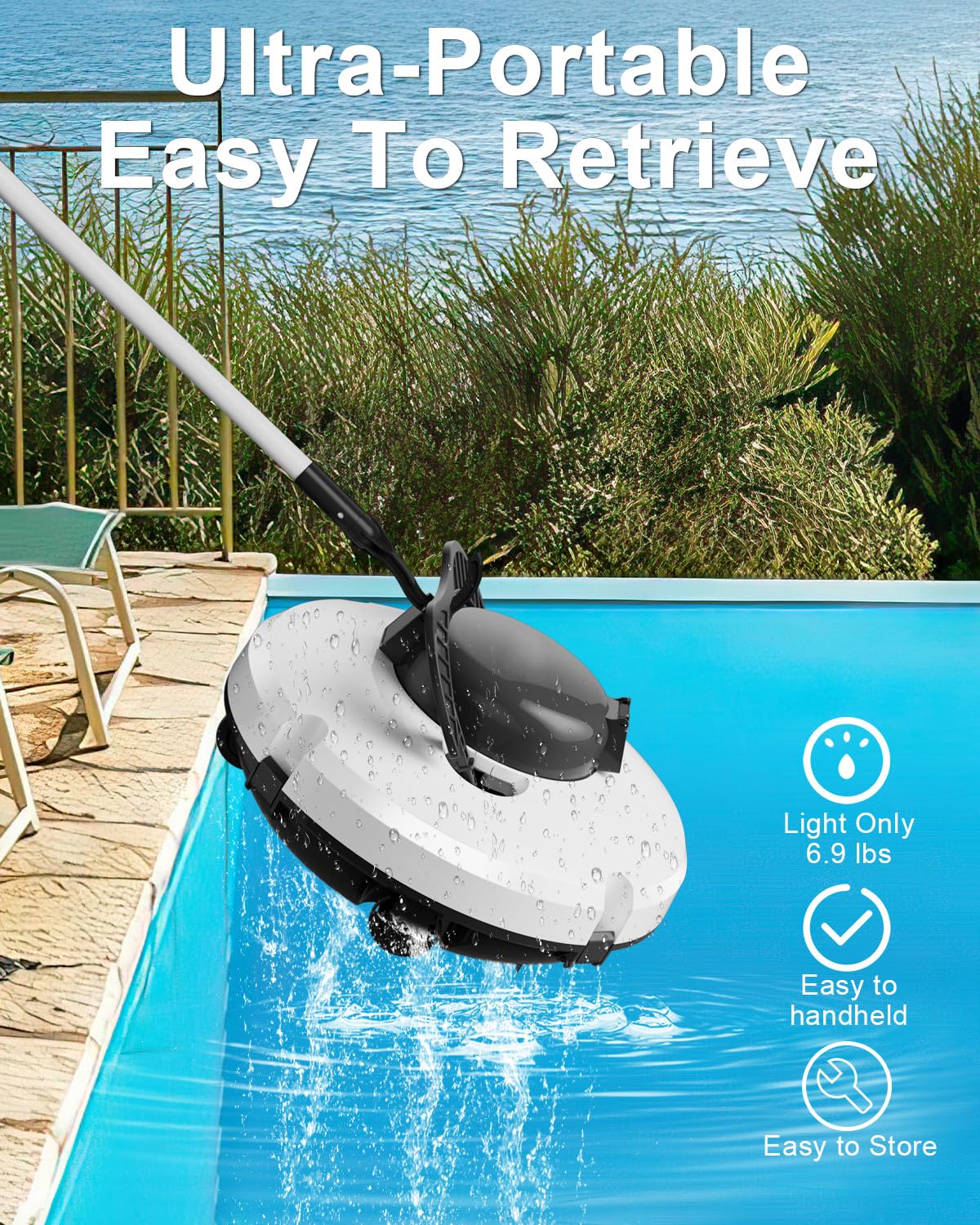 2025 Upgrade Robot Pool Vacuum for Above Ground Pool, Cordless Robotic Pool Cleaner Dual Motors, 120 Mins Runtime, Auto-Dock, Automatic Pool Vacuum Cleaner for In-Ground Flat Pools Up to 1000 Sq.Ft