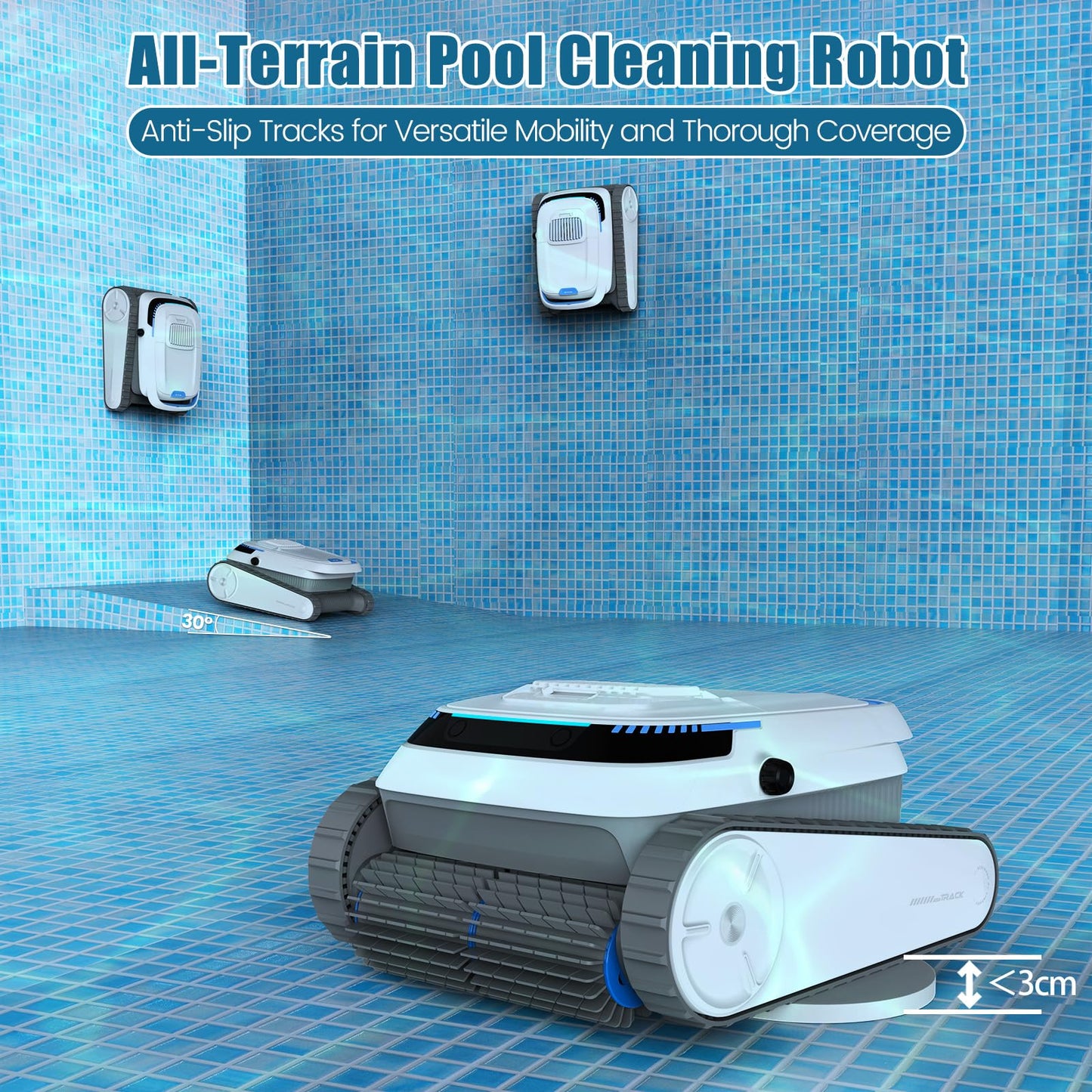 BOTLUXE Pool Vacuum for Inground Pools and Above Ground Pools, Wall Climbing Pool Cleaner Robot, 45000 Pa Power, Smart Navigation, Ideal Pool Vacuum Robot for Wall, Waterline, Floor.