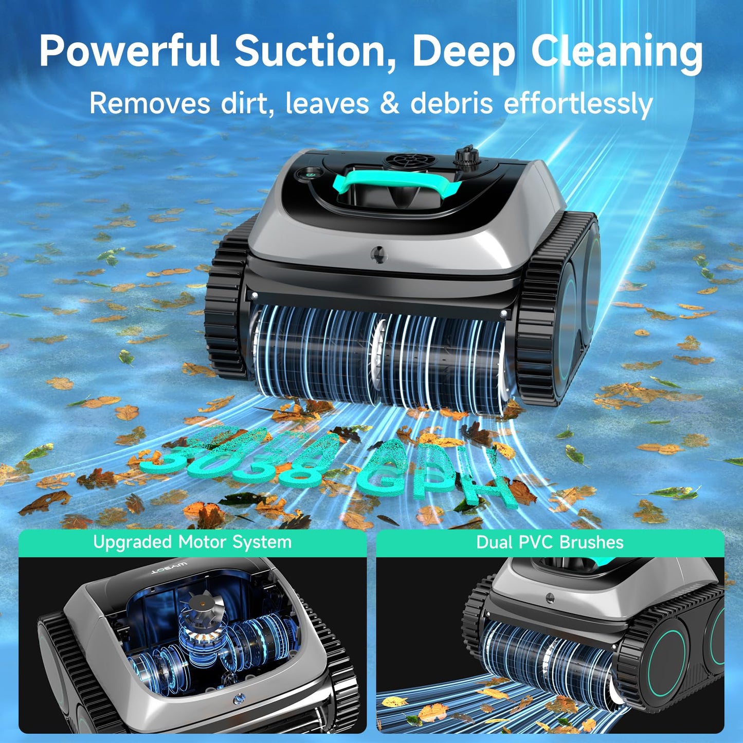 (2025 Upgrade) WYBOT C1 Pool Robot Vacuum for Inground Pools, 4-in-1 Cordless Robotic Pool Cleaner Lasts 150min, Triple-Motor up to 1,614 Sq.ft, Smart APP Support, Auto Wall & Waterline Cleaning