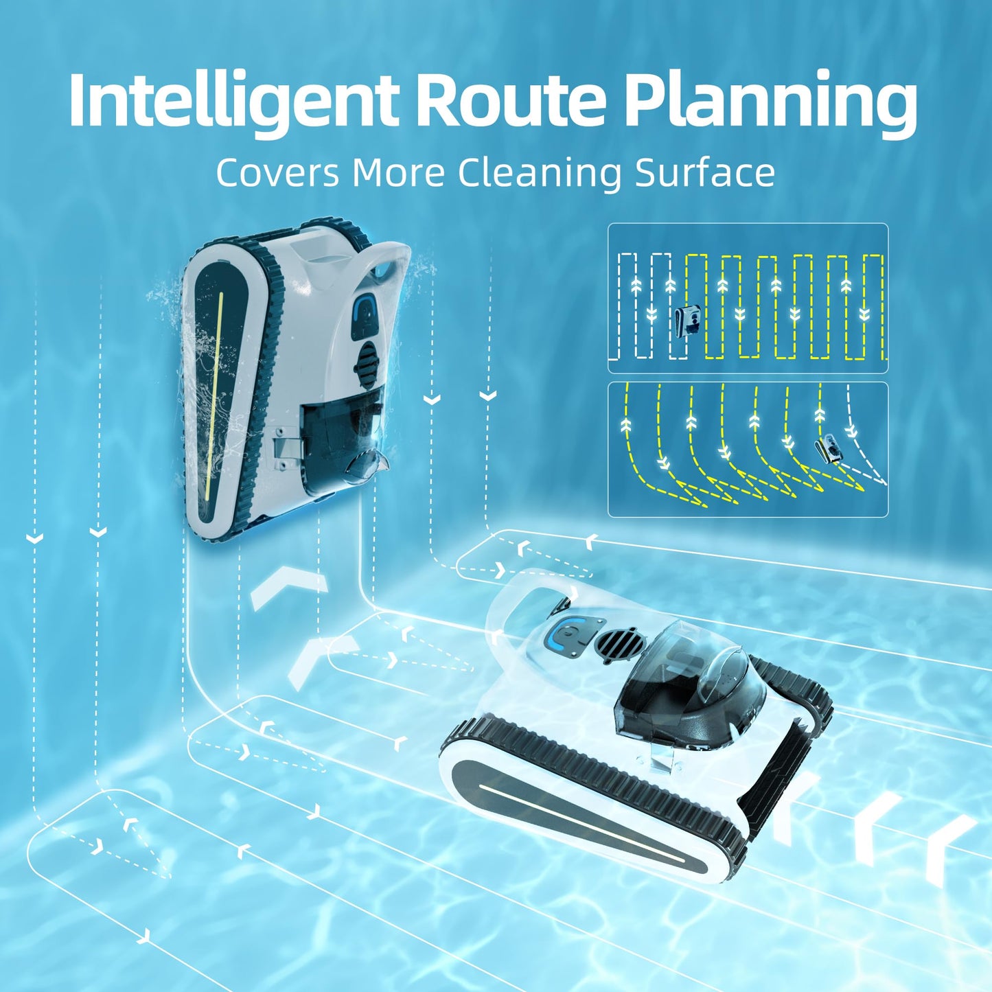 Pool Vacuum for Above Ground Pool for In Ground Pools, 2.5h Runtime, Cordless Robotic Pool Cleaner with 2024 Upgraded Motor, Wall Climbing, Intelligent Route Planning