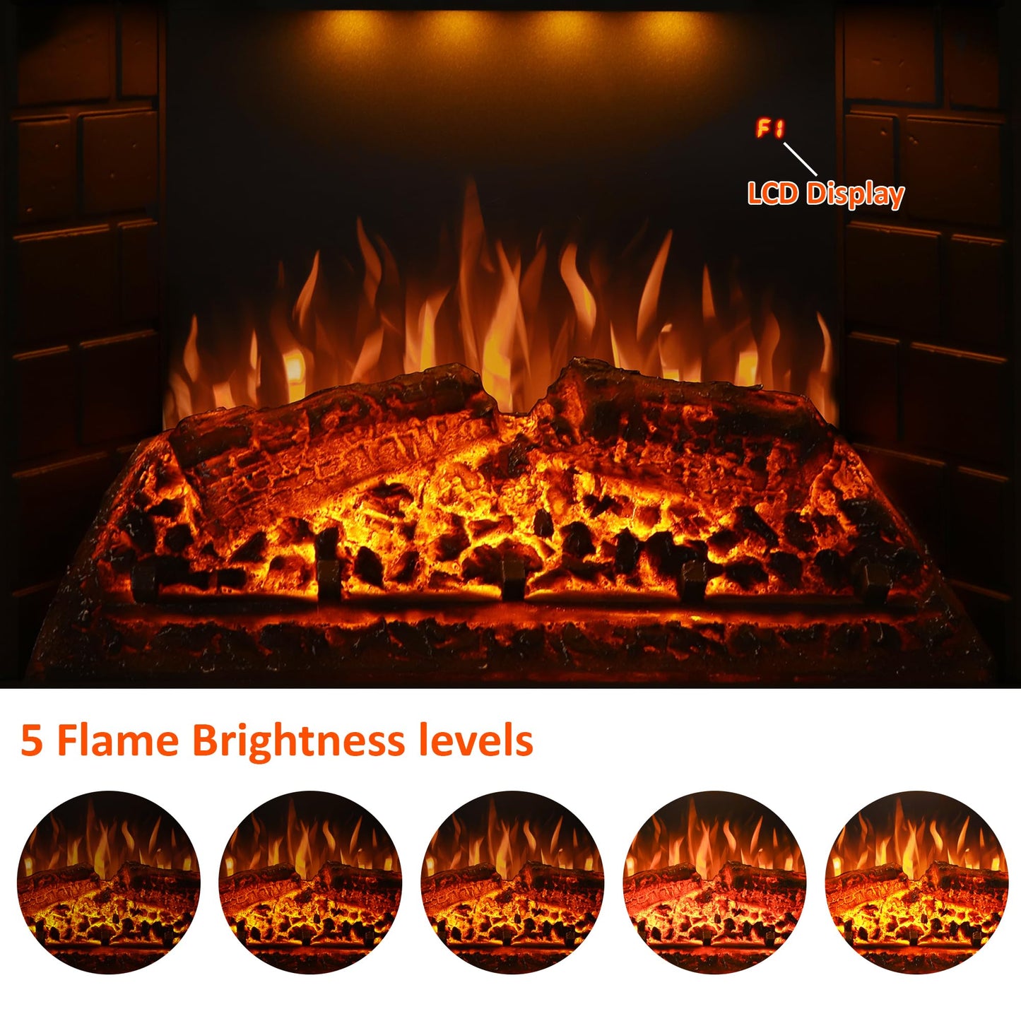 Valuxhome Electric Fireplace, Fireplace Insert with Overheating Protection, 36 Inches Wide 21 Inches High with Fire Crackling Sound, Remote Control, 750/1500W, Black