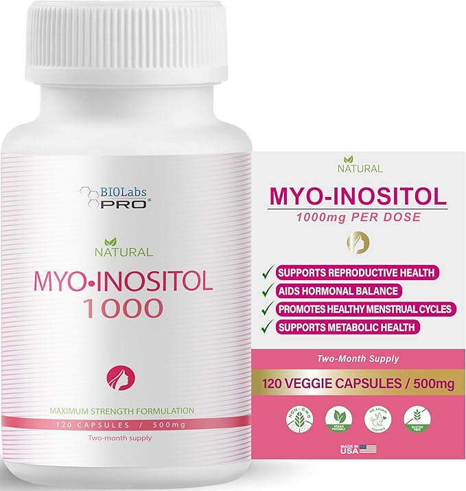 BIOLABS PRO Myo-Inositol Supplement 1000mg – Natural Dietary Support for Cellular Health & Wellness, Premium Non-GMO, Gluten-Free, Kosher Certified, Paraben-Free - (120 Caps - 2-Month Supply)