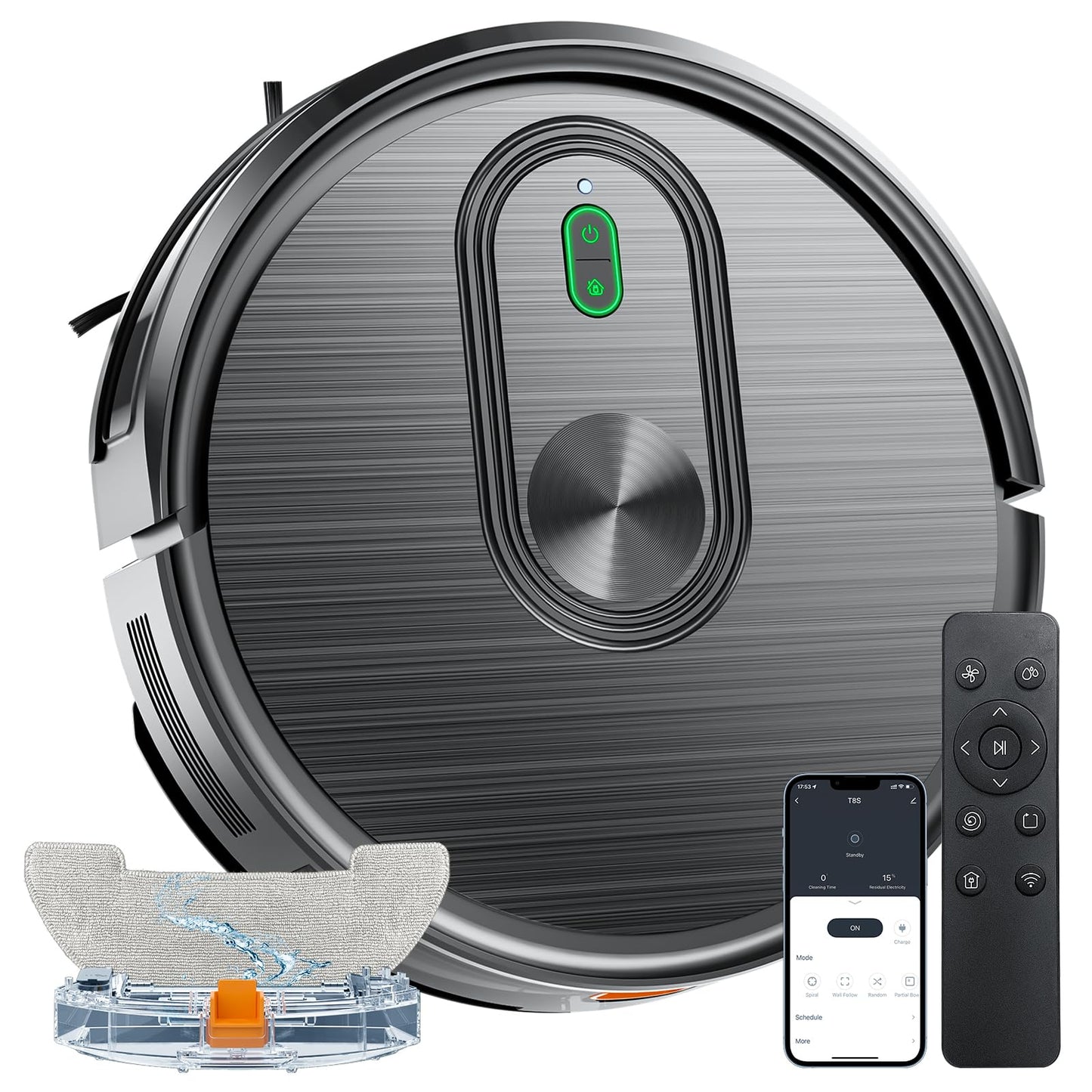 Robot Vacuum and Mop Combo, 2 in 1 Vacuuming & Mopping Robot with Schedule, App/Bluetooth/Voice, 3200Pa Max Suction, Self-Charging Robot Vacuum Cleaner, Slim, Ideal for Pet Hair, Hard Floor, Carpet