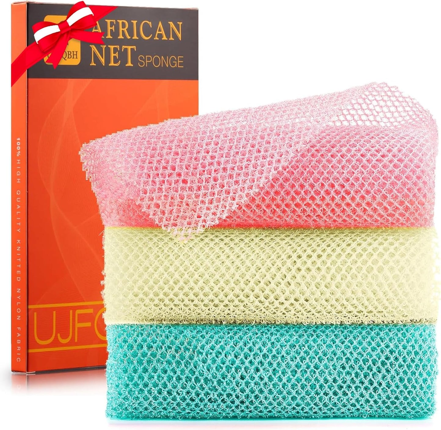 3-Piece African Exfoliating Net Bath Sponge Set | Skin Smoother | Daily Use