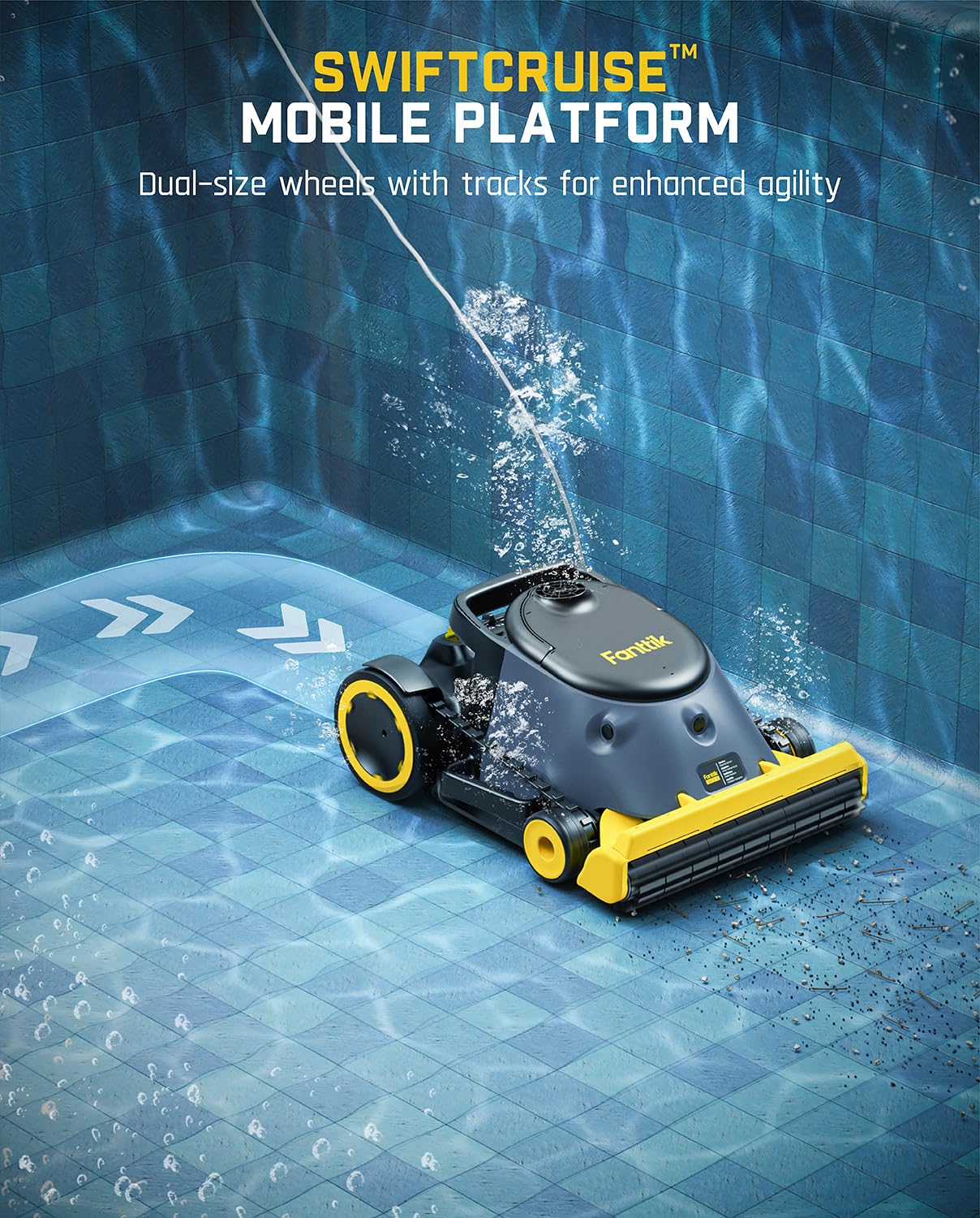 Fanttik Aero X Horizontal Waterline Cleaning, 4X Efficiency, 6H Working Time Cordless Robotic Pool Vacuum Cleaner, Clean Waterline, Wall, Floor, up to 5382 sq.ft, APP & Remote Control