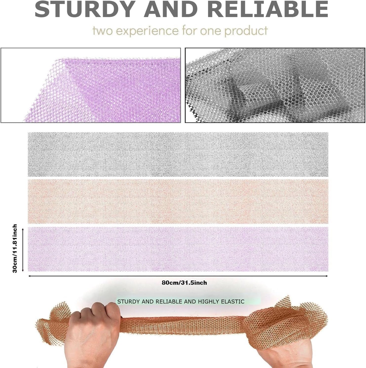 3-Piece African Exfoliating Net Bath Sponge Set | Skin Smoother | Daily Use