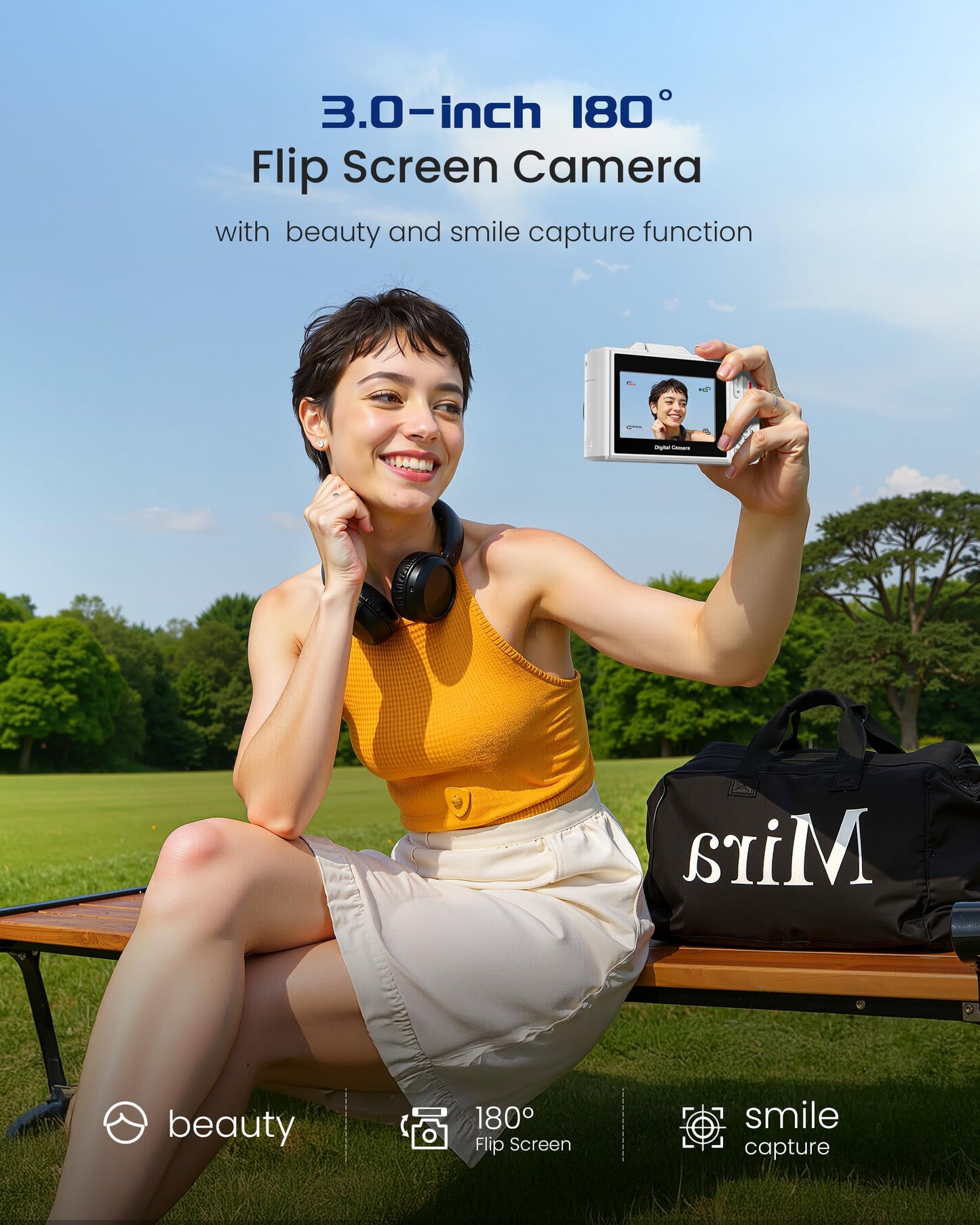 5K Digital Camera for Photography - 75MP Autofocus Vlogging Camera for YouTube with 64GB SD Card, WiFi, 18X Zoom 3" 180° Flip Screen Compact Travel Camera with 2 Batteries for Teens and Beginner