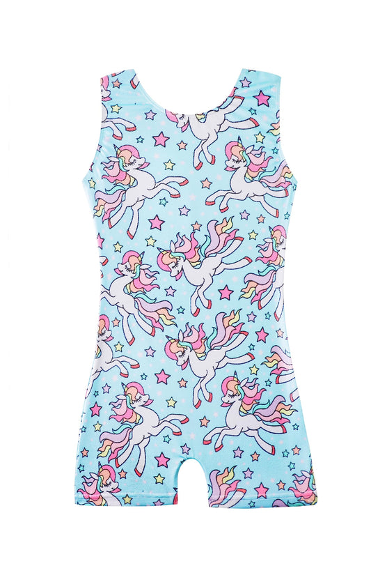 HOZIY Leotards for Toddler Girls Gymnastics 5t Sky Blue Unicorn Rainbow Unicorn Stars Size 5-6 Year Old Tumbling Outfits Biketard Sparkle Leotardos Para Gimnasia Ninas