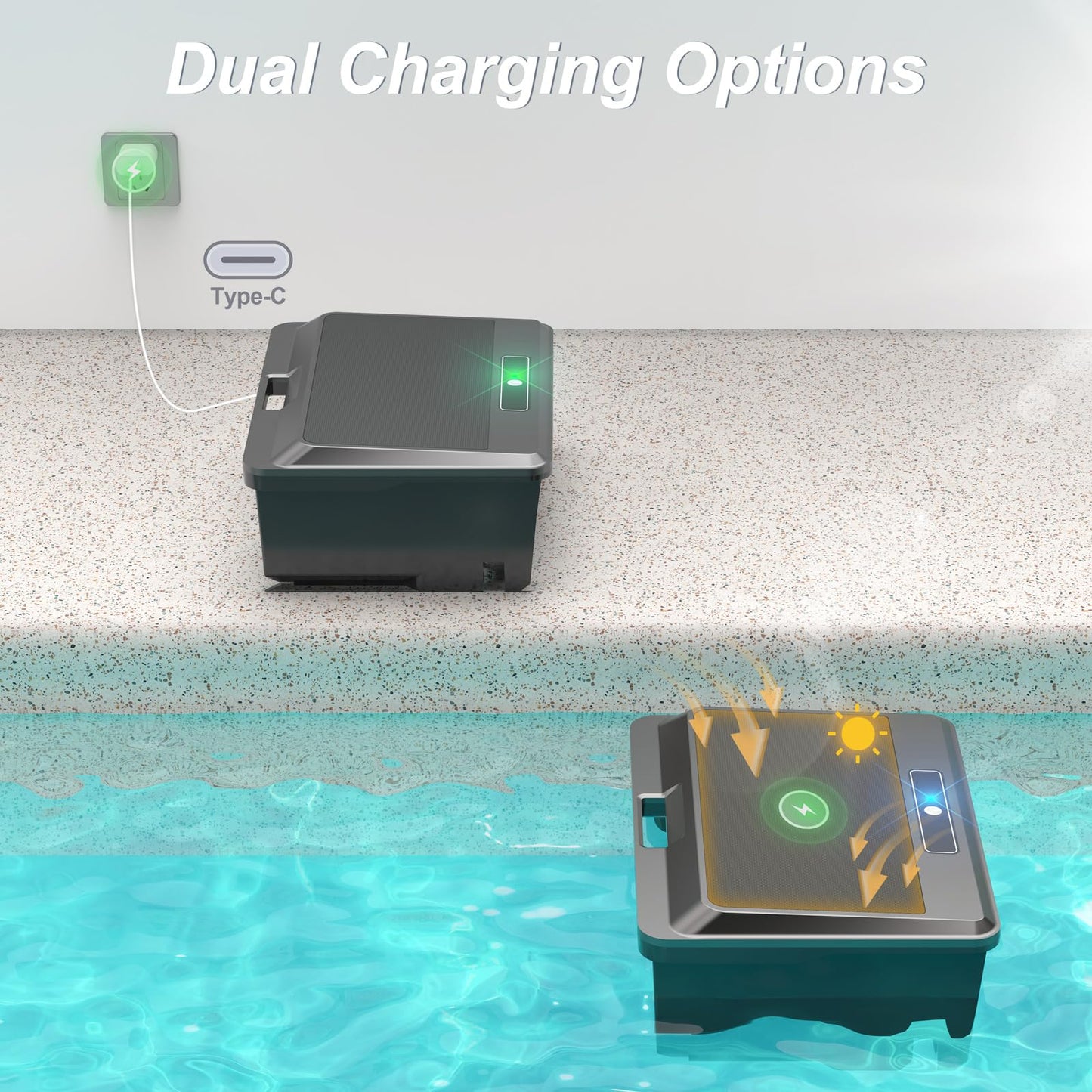 2025 Upgraded Pool Skimmer Robot Solar Powered Robotic Surface Cleaner with Remote Control Dual Charging Options Smart Obstacle Avoidance 12 Hours Continuous Cleaning Ideal for Above Ground Pool Black