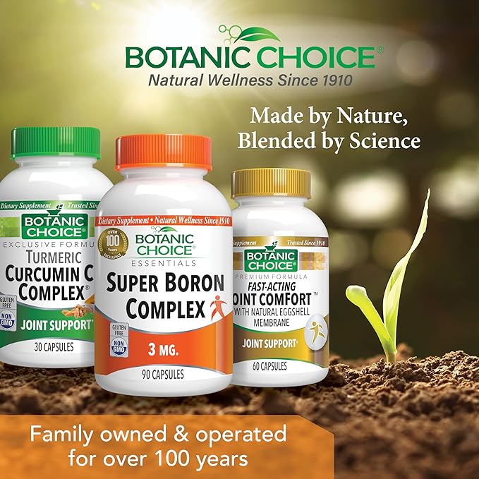 Botanic Choice Super Boron Complex (3mg) - Promotes Bone & Prostate Health by Metabolizing Calcium & Magnesium - 3 Forms of Boron for Men & Women - 2 Pack