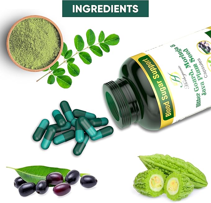 Bitter Gourd Moringa and Java Plum Seed Capsules | 500mg |All Natural Detoxification | 60 Capsules