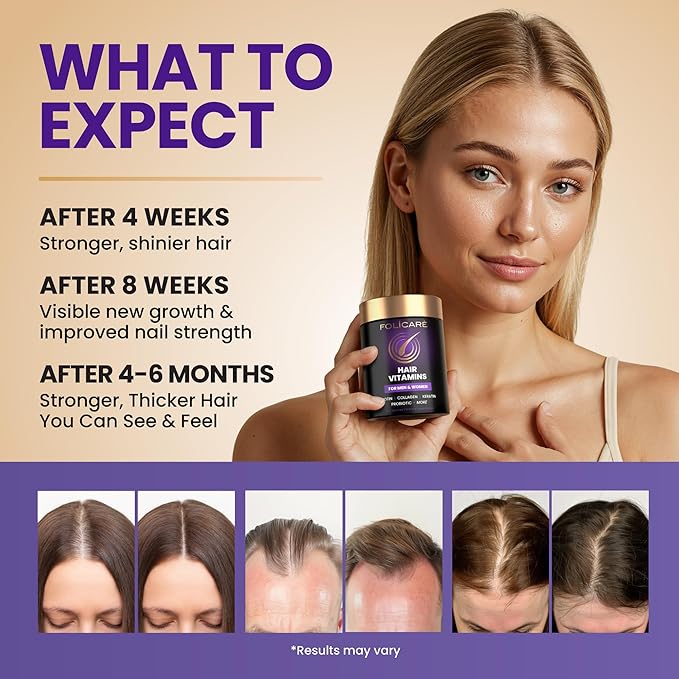 Hair Skin and Nails Vitamins for Women & Men, w/Biotin to Support Healthy Hair, Biotin Supplement Pills w/Collagen + Keratin + Probiotics, Biotina para Cabello Piel y Uñas - Made in USA