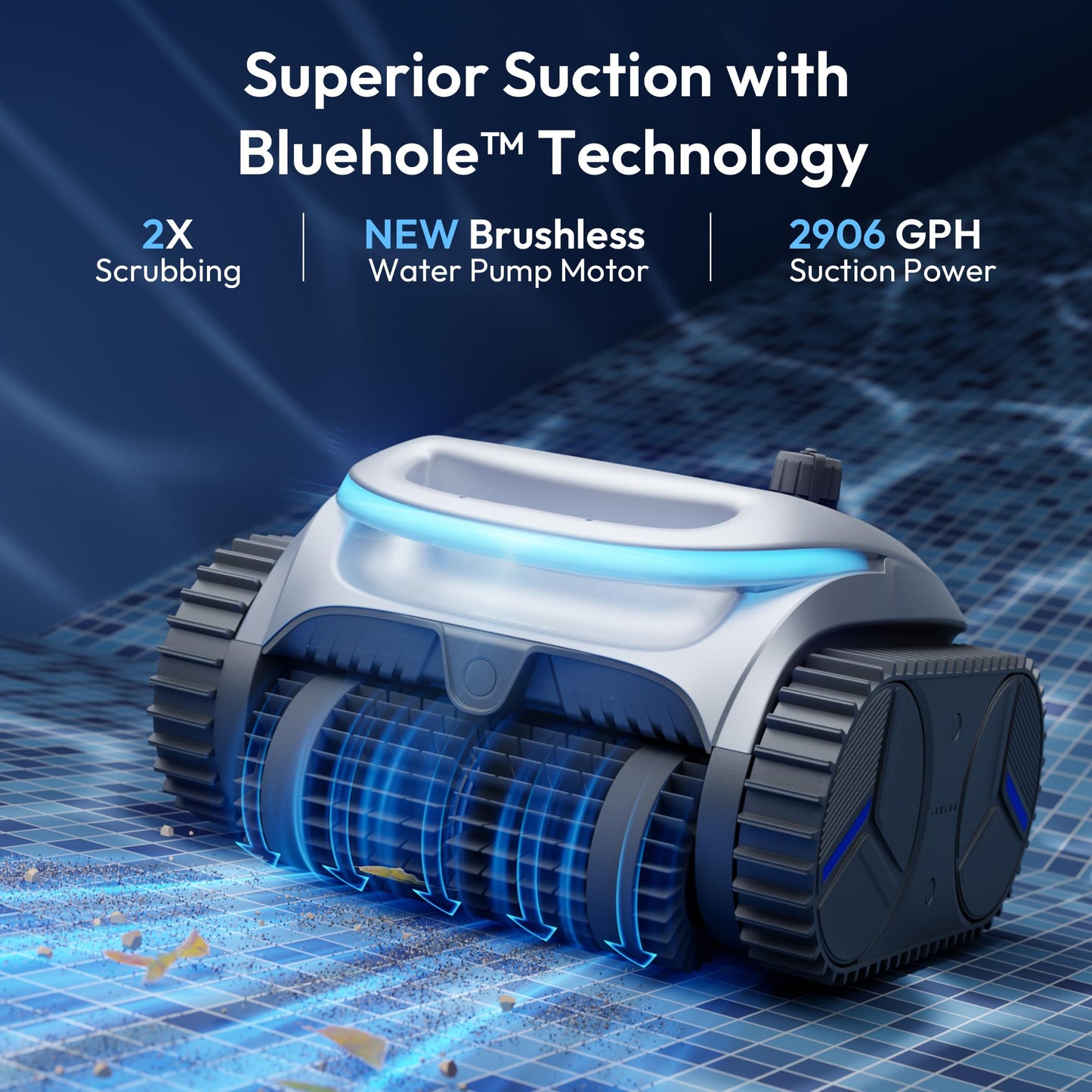 BUBLUE C20H Robotic Pool Cleaner, Corded & Cordless - Hybrid Pool Vacuum Robot, Superior Suction, Smart Navigation, APP Control, Floor/Wall/Waterline, for Above & In-ground Pools up to 1,615 Sq.Ft