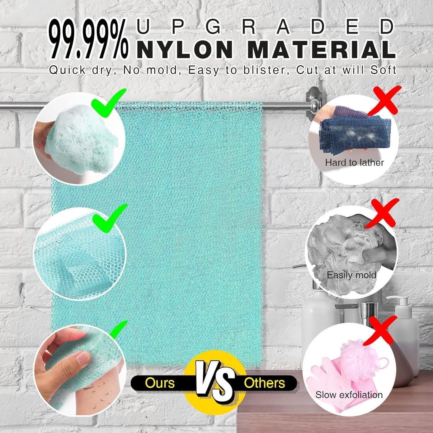 3-Piece African Exfoliating Net Bath Sponge Set | Skin Smoother | Daily Use