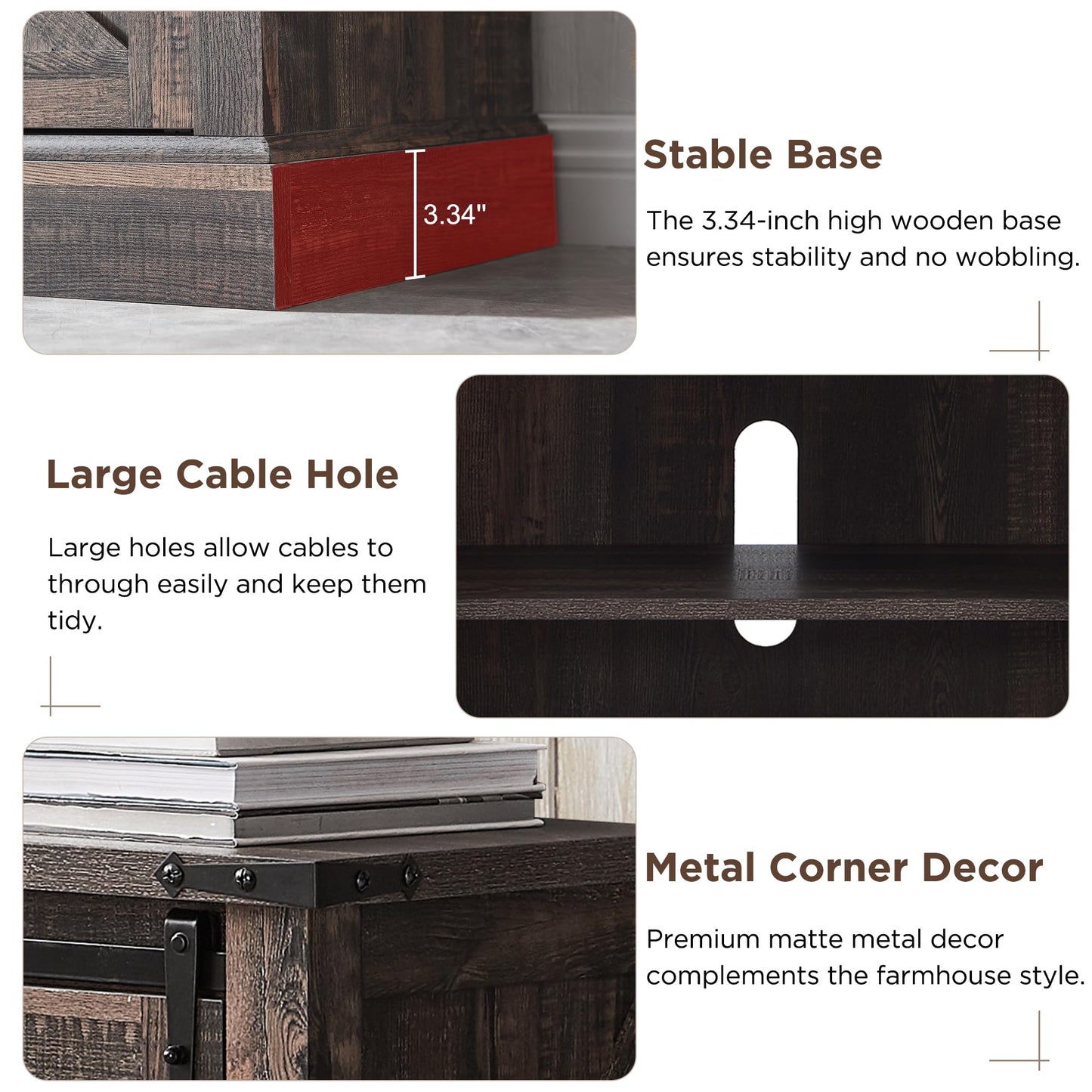 OKD Fireplace TV Stand for 70 75 Inch TV, 66 Inch Farmhouse Entertainment Center with 23" Electric Fireplace, Remote Control, Large Rustic Media Console Cabinet with Sliding Barn Door, Dark Rustic Oak