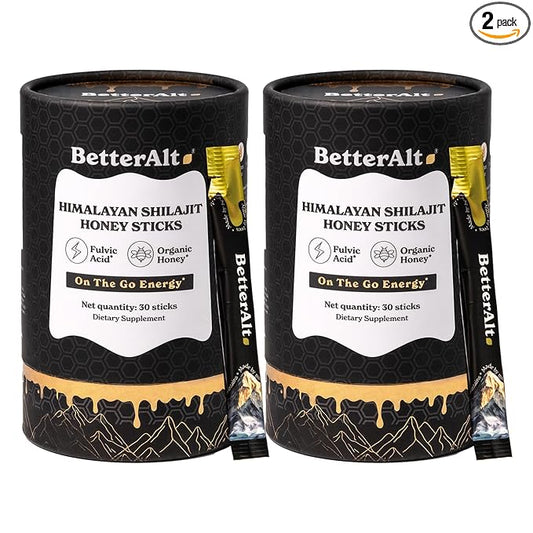 Better Alt Pure Himalayan Shilajit Sticks with Organic Honey, Saffron | Easy to Consume Shilajit| Energy Boost & Immune Support, 85+ Trace Minerals, 75%+ Fulvic Acid (Pack of 2)