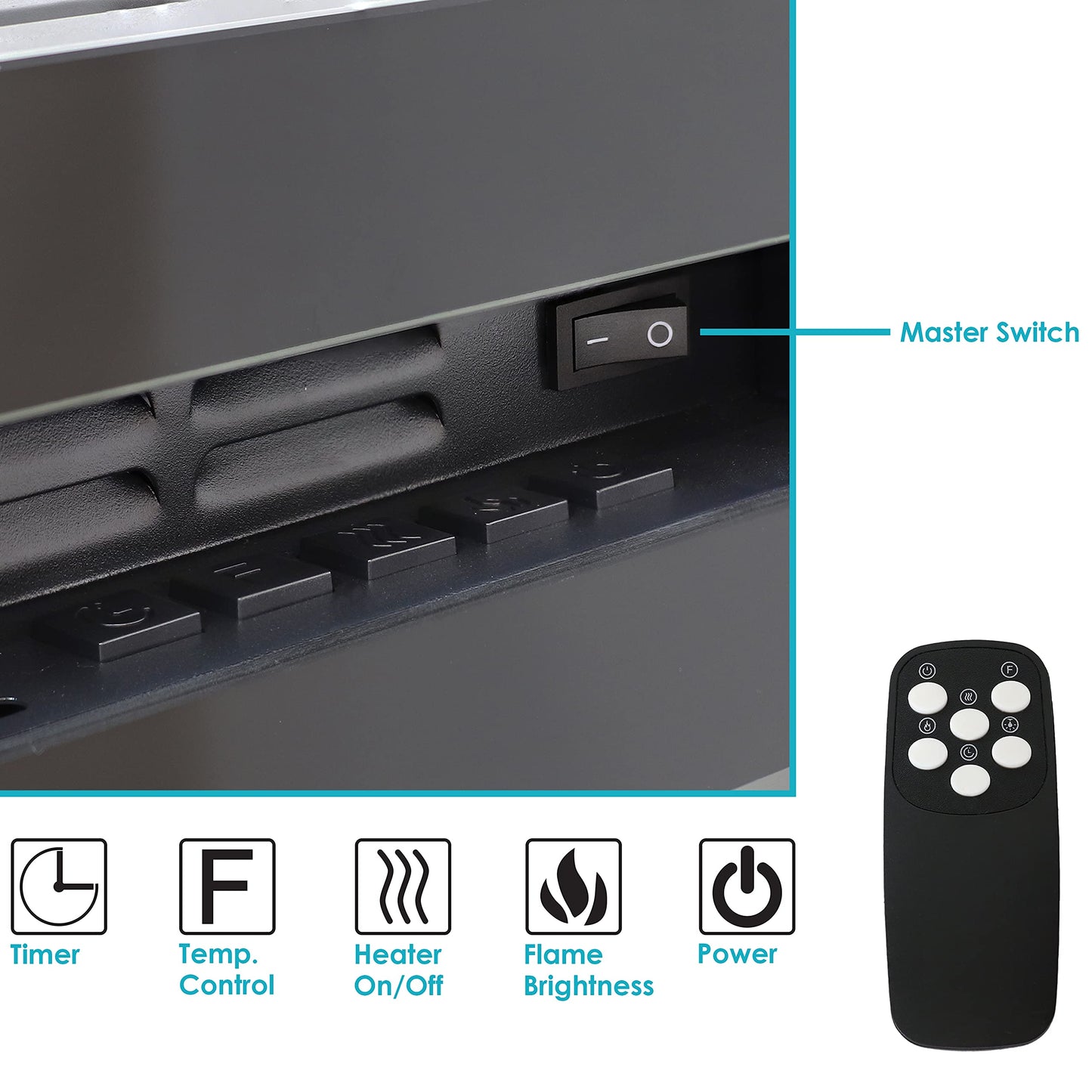 Sunnydaze Black Indoor Electric Fireplace Insert - Wall-Mounted Electric Fireplace Heater with 3 Flame Colors - 40-Inch